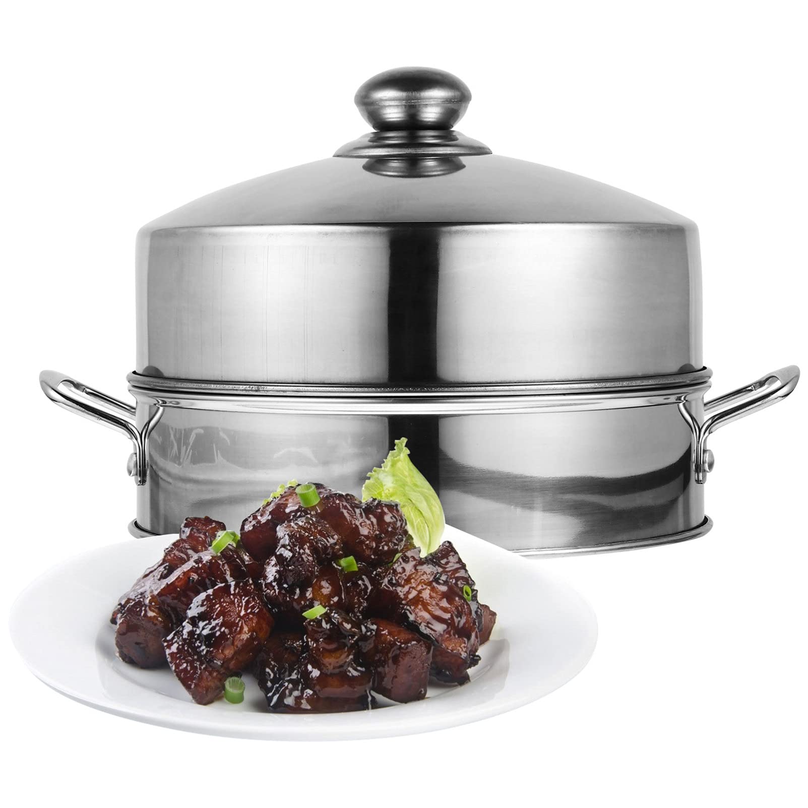 Hemoton Stainless Steel Steamer Basket Set - 3-Piece Metal Rice Cooker Steamer for Dim Sum, Seafood, Fish & Vegetables | Non-Magnetic, BPA-Free | Perfect for Asian Cooking, Baby Food & Healthy Meal Prep