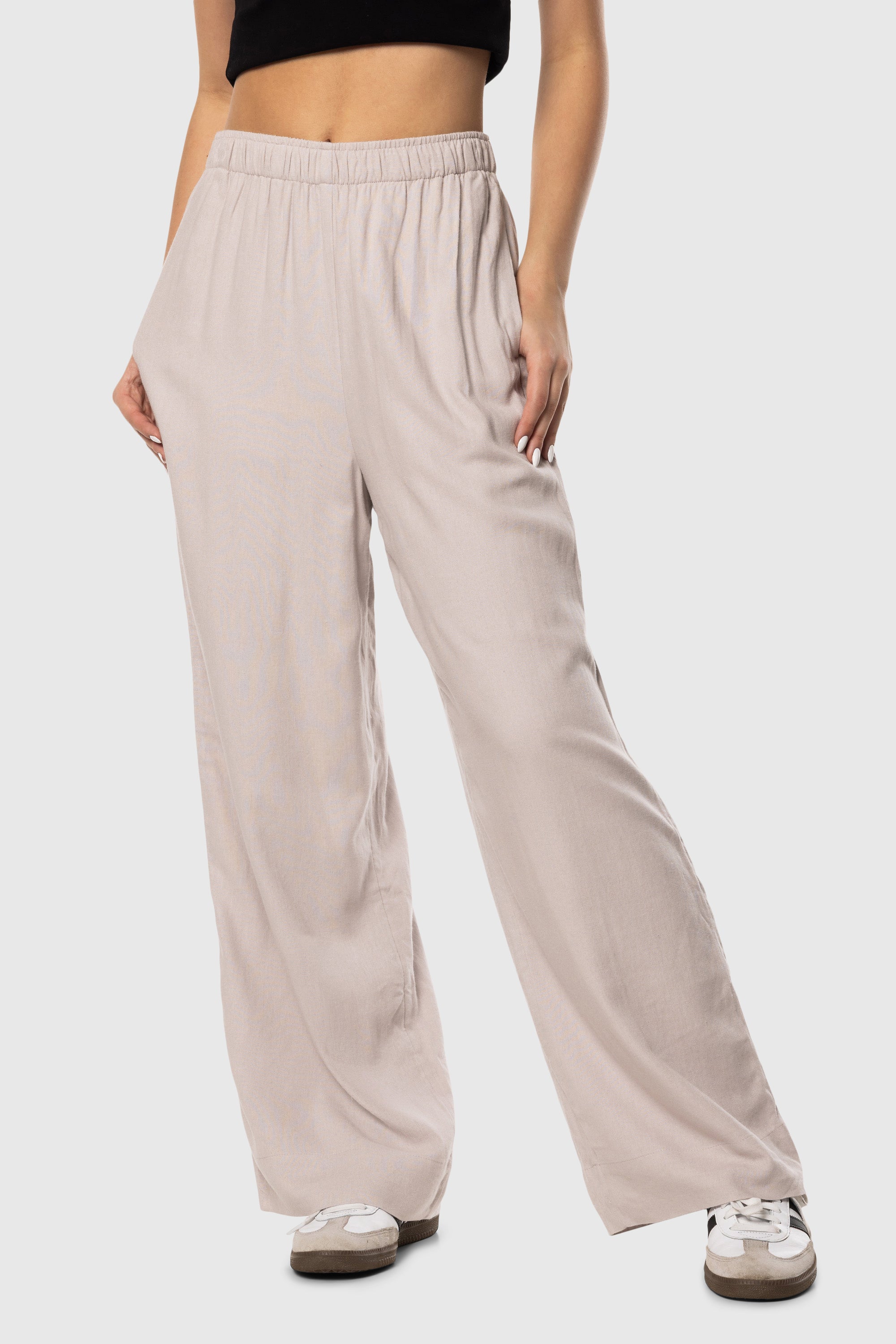Linen Pants for Women - Soft & Breathable Grey Lilac Casual Trousers - Perfect for Summer, Travel & Relaxation