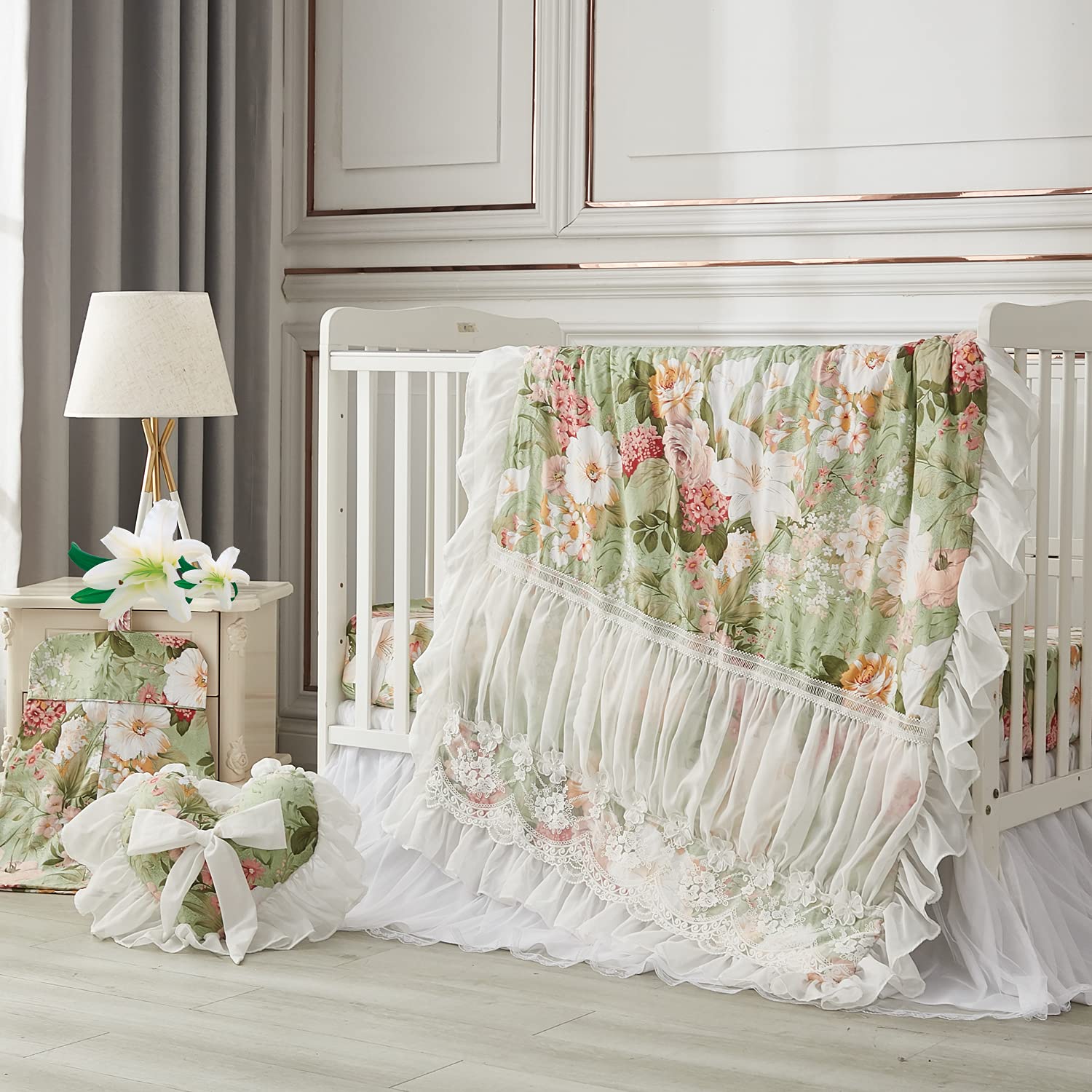 Brandream Cotton Window Valance - Baby Nursery & Living Room Decor in Rose Lace Design