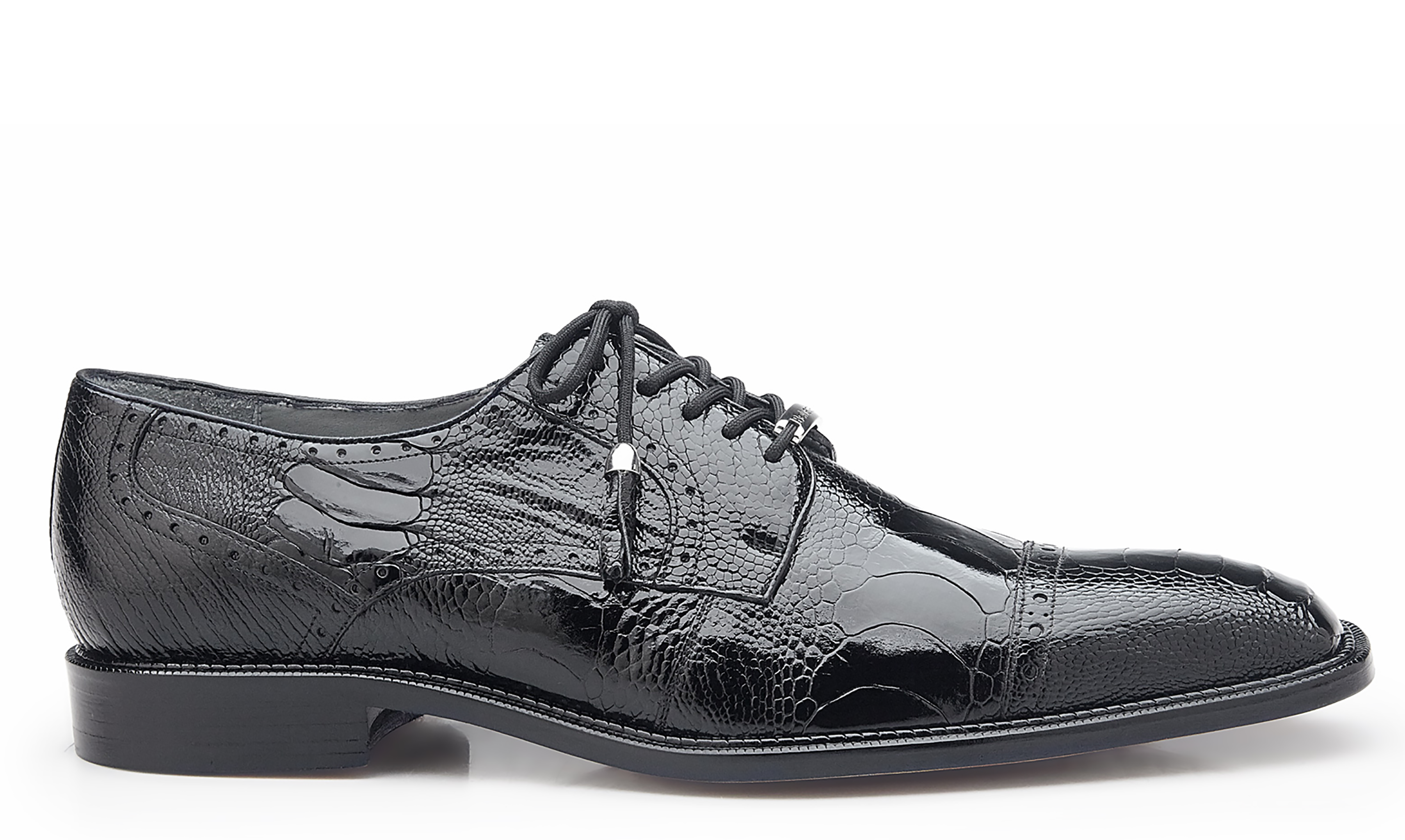 Belvedere Batta Genuine Ostrich Leather Dress Shoes for Men - Black (14006) | Premium Business & Formal Occasion Footwear