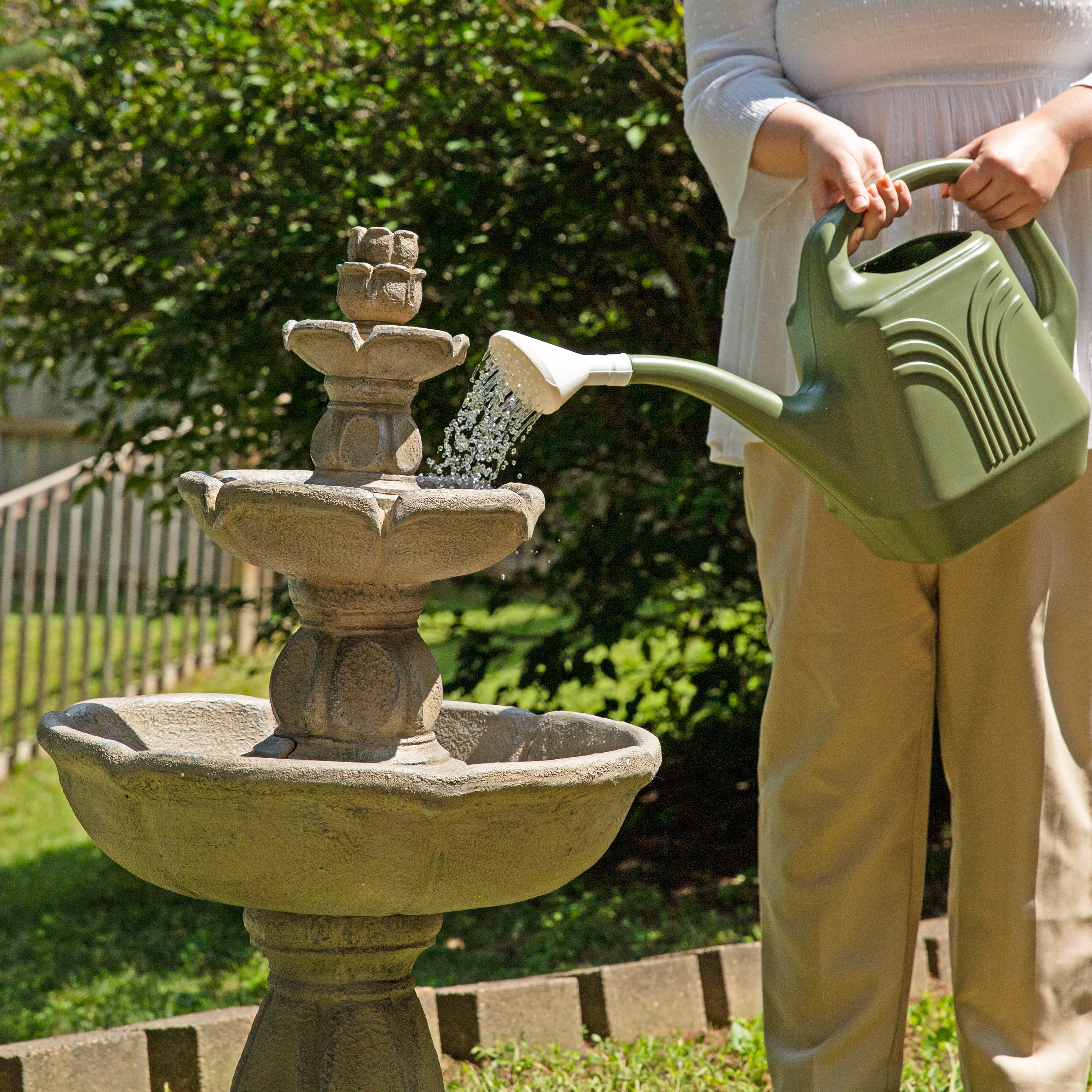 Sunnydaze Birds' Delight Outdoor Water Fountain with Pump - 35 Inch Height, Solar Powered Garden Decor for Patio, Yard & Backyard - Attracts Birds & Creates Relaxing Ambience