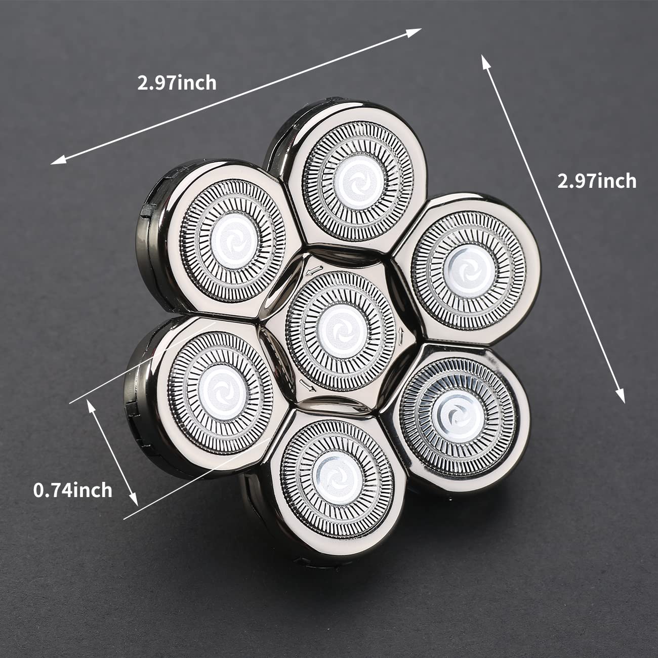 7 Blades Replacement Heads for Electric Shavers - Universal Men's Shaver Replacement Blades (7D Silver) - Perfect for Smooth Head Shaving & Facial Hair Trimming at Home or Travel