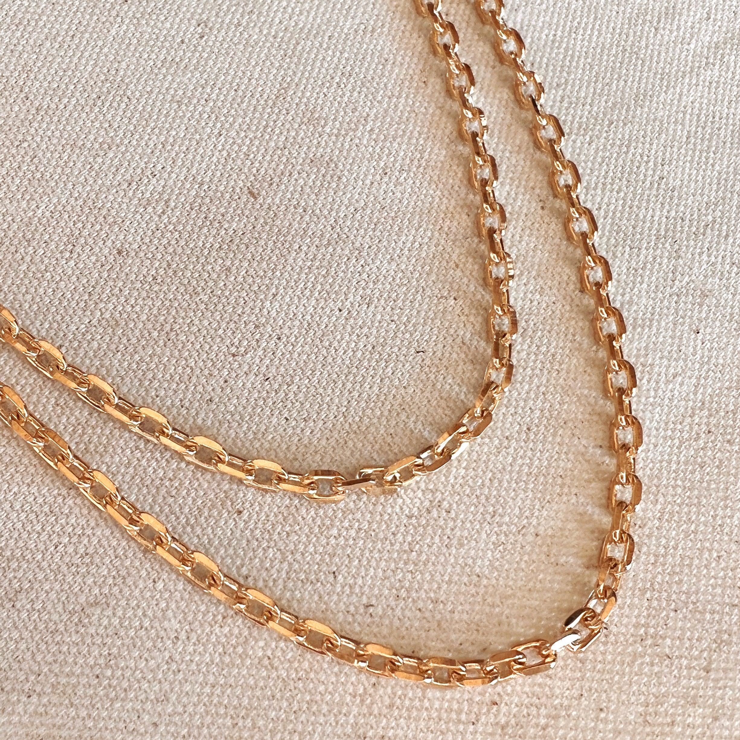 18k Gold Filled Link Chain Necklace for Women - Elegant Layering Jewelry for Everyday Wear, Gift Giving & Special Occasions