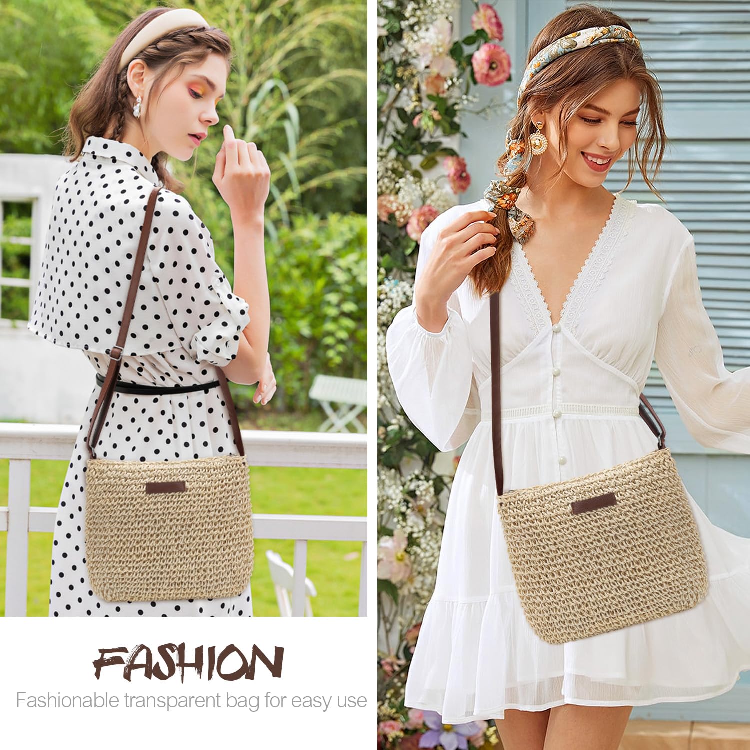 Stylish Ayieyill Straw Clutch Bag for Women - Hand-Woven Shoulder & Crossbody Purse - Perfect for Summer Beach, Vacation & Boho Fashion Outfits