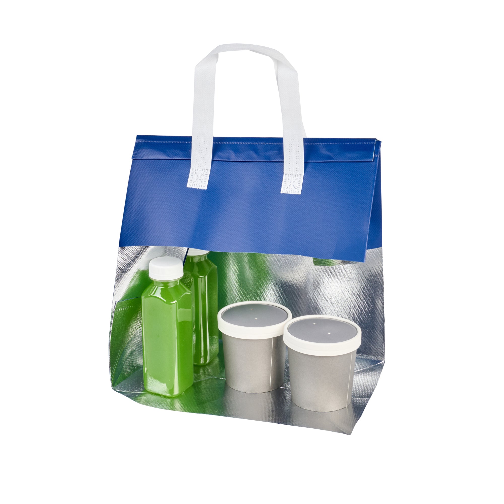 Blue Insulated Takeout Bags with Tamper-Evident Seal | 11.75