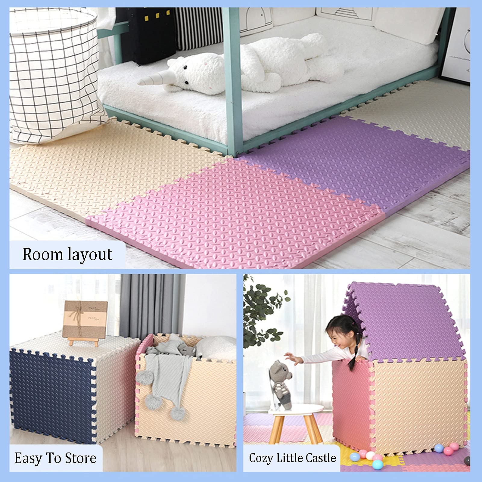 Interlocking EVA Foam Puzzle Exercise Floor Mat - Non-Slip Workout Mats for Home Gym, Yoga, and Fitness - 60x60x2cm (16-Piece Set) - Ideal for Home Workouts, Kids Play Area, and Garage Gym Flooring