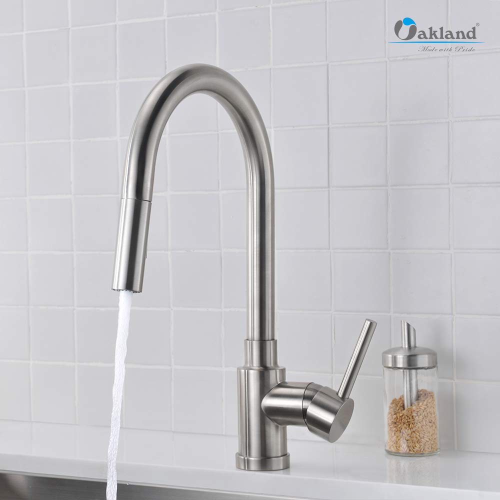 Brushed Nickel Pull Down Kitchen Faucet - High Arc 2.2GPM for Sink