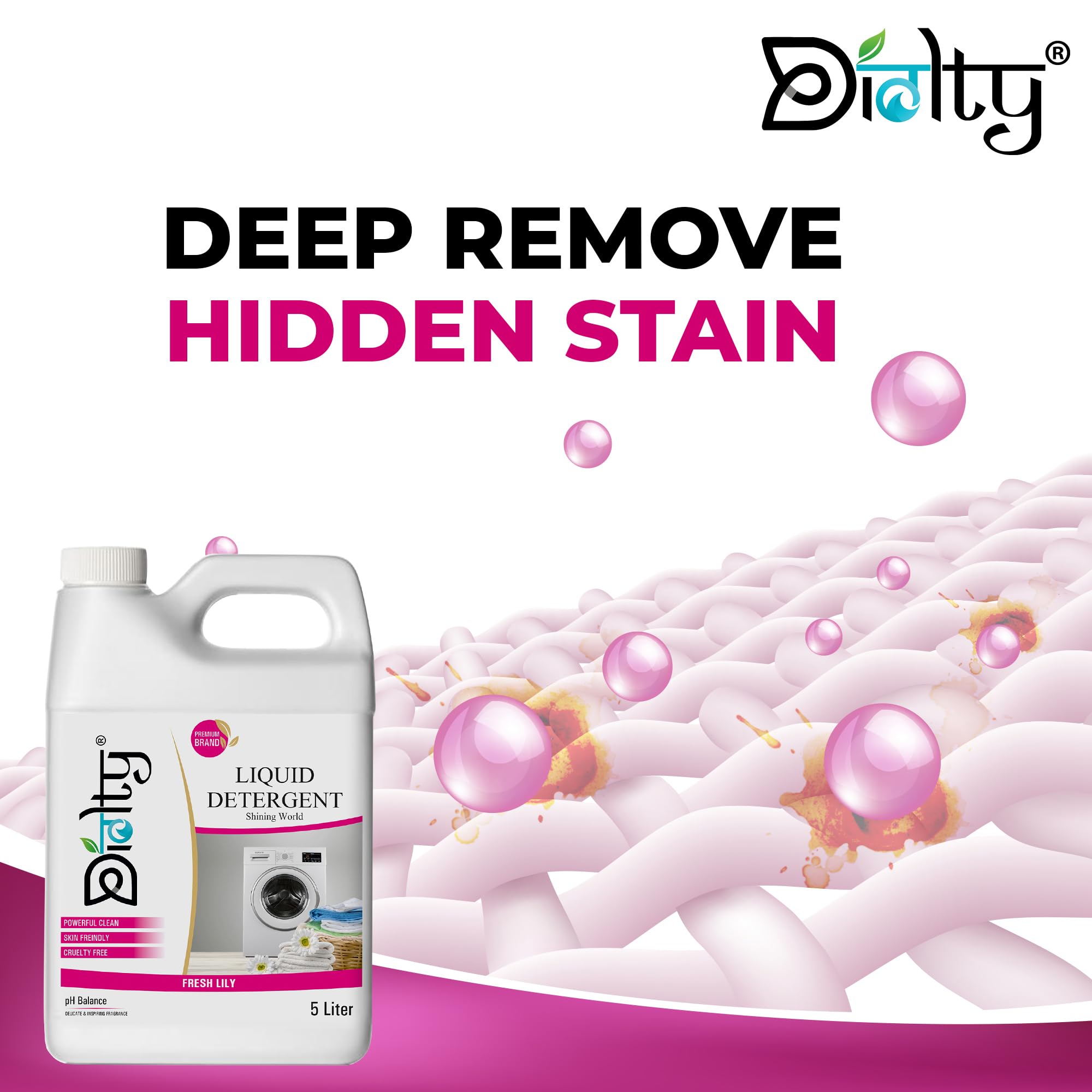 Diolty Liquid Laundry Detergent 5L - Concentrated Formula for Top Load & Front Load Washers (Lily Scent) - Gentle on Clothes, Ideal for Families & Large Loads