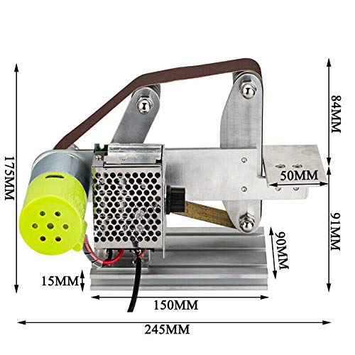 Huanyu 360W Micro Belt Sander - 30mm Mini Desktop Grinder with 6 Sanding Belts & Stepless Speed Control - Perfect for DIY Woodworking, Metal Polishing & Craft Projects