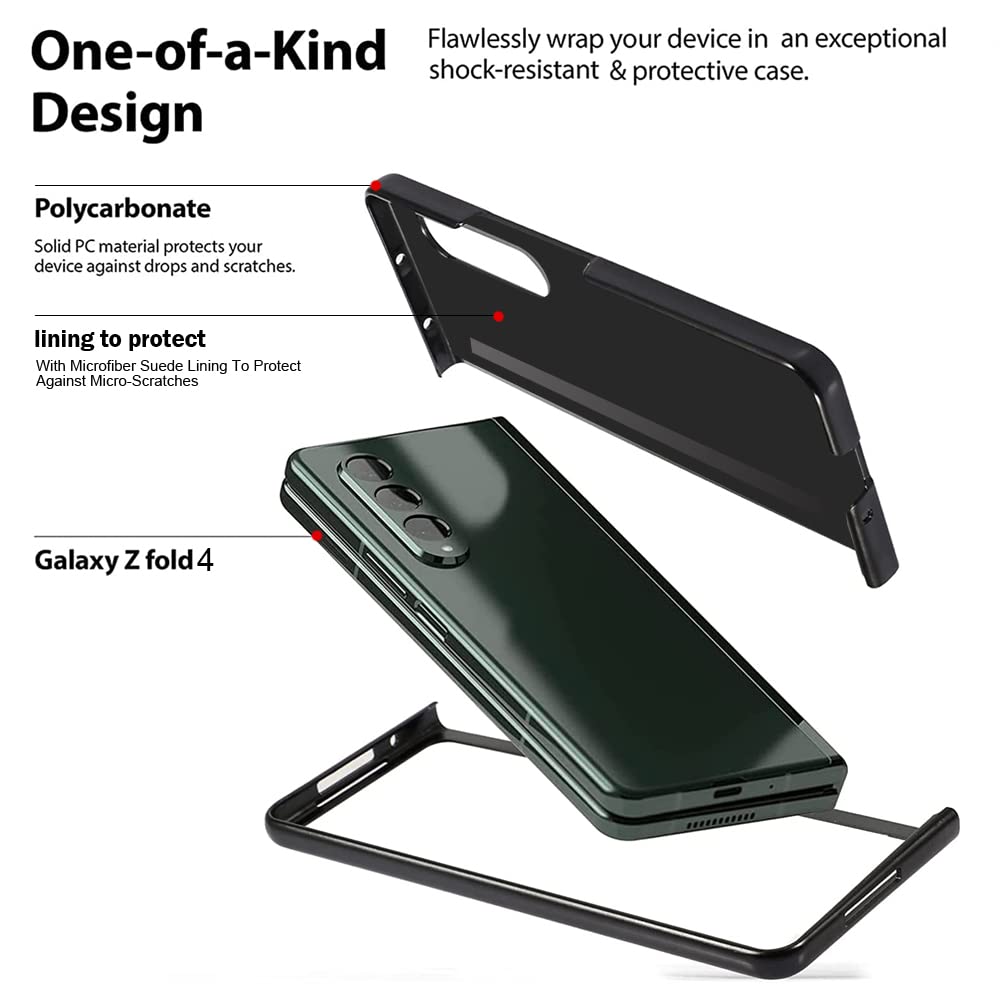 SHIEID Samsung Galaxy Z Fold 3 Case with S Pen Holder & Built-in Screen Protector | Wireless Charging Compatible | Durable Plaid Gray Cover for Work & Travel Protection