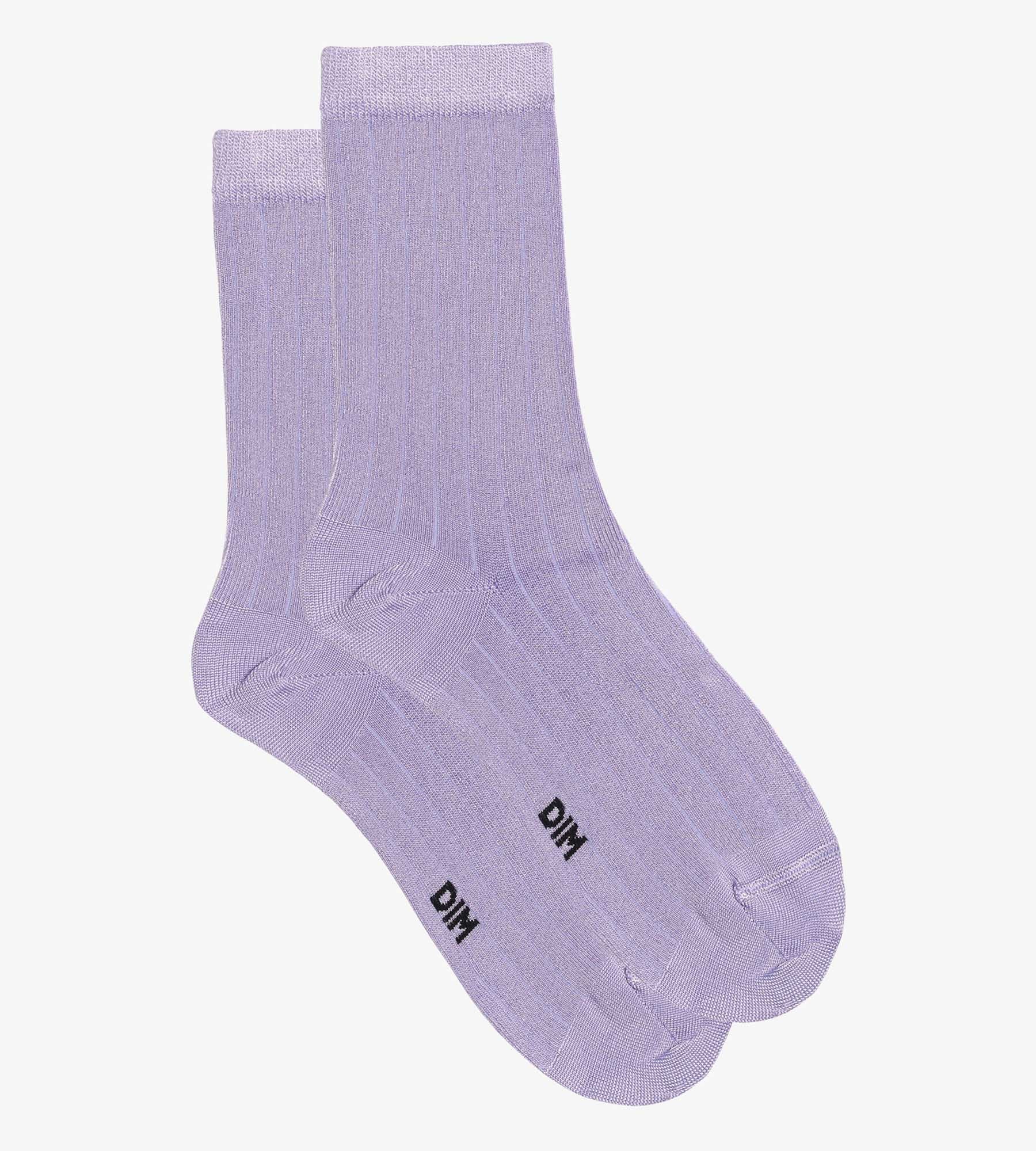 Lila Dim Women's Ribbed Cotton Satin Socks - Soft & Comfortable for Everyday Wear, Work, and Casual Outfits