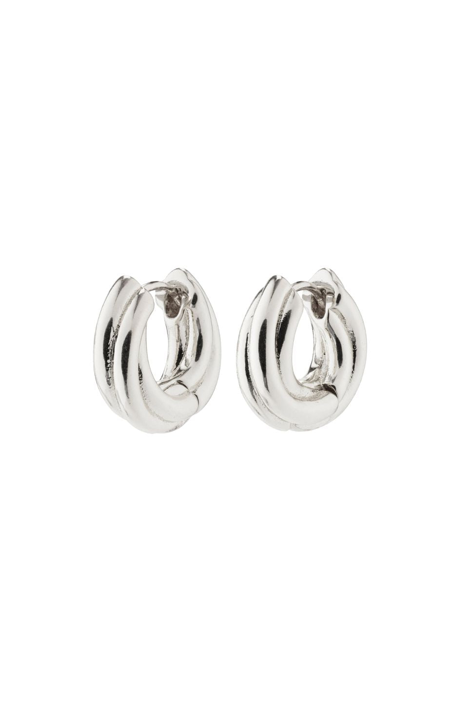 Edea Recycled Chunky Silver Plated Huggie Hoop Earrings for Women - Eco-Friendly Fashion Jewelry for Everyday Wear & Special Occasions