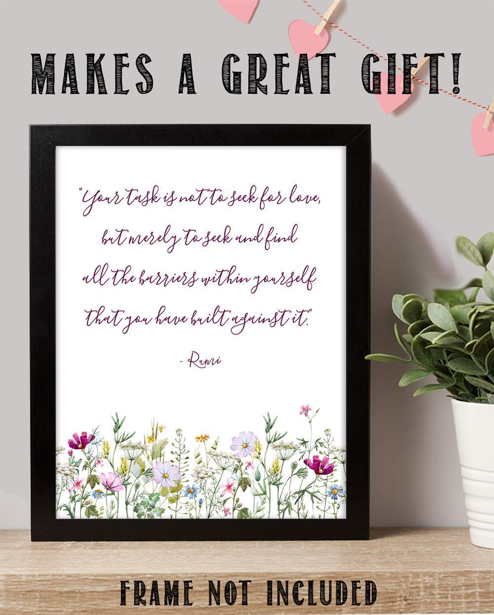 TJ Originals - Motivational Wall Art with Rumi Quotes for Home & Office Decor (11x14 Unframed)