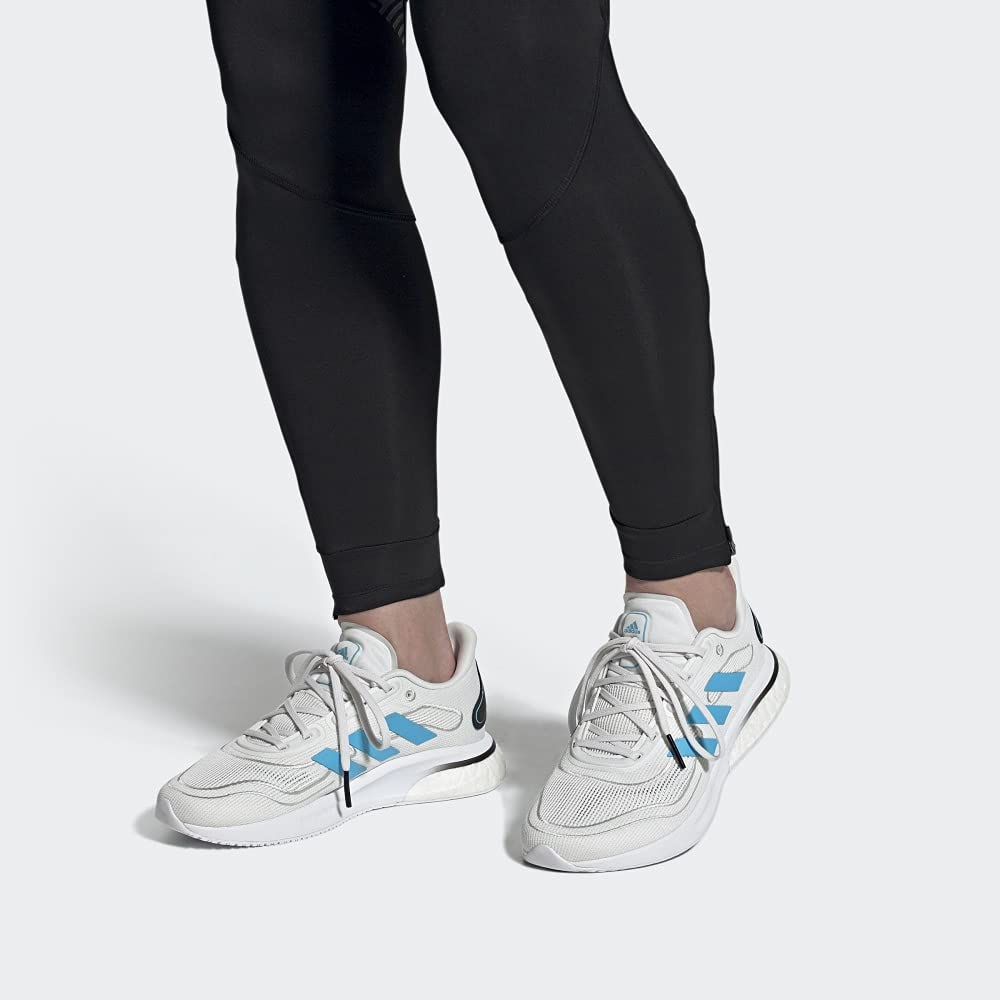 adidas Women's Supernova Running Shoes - Lightweight, Cushioned for Comfort - White/Signal Cyan/Black - Size 6 US - Perfect for Jogging, Gym Workouts & Daily Wear