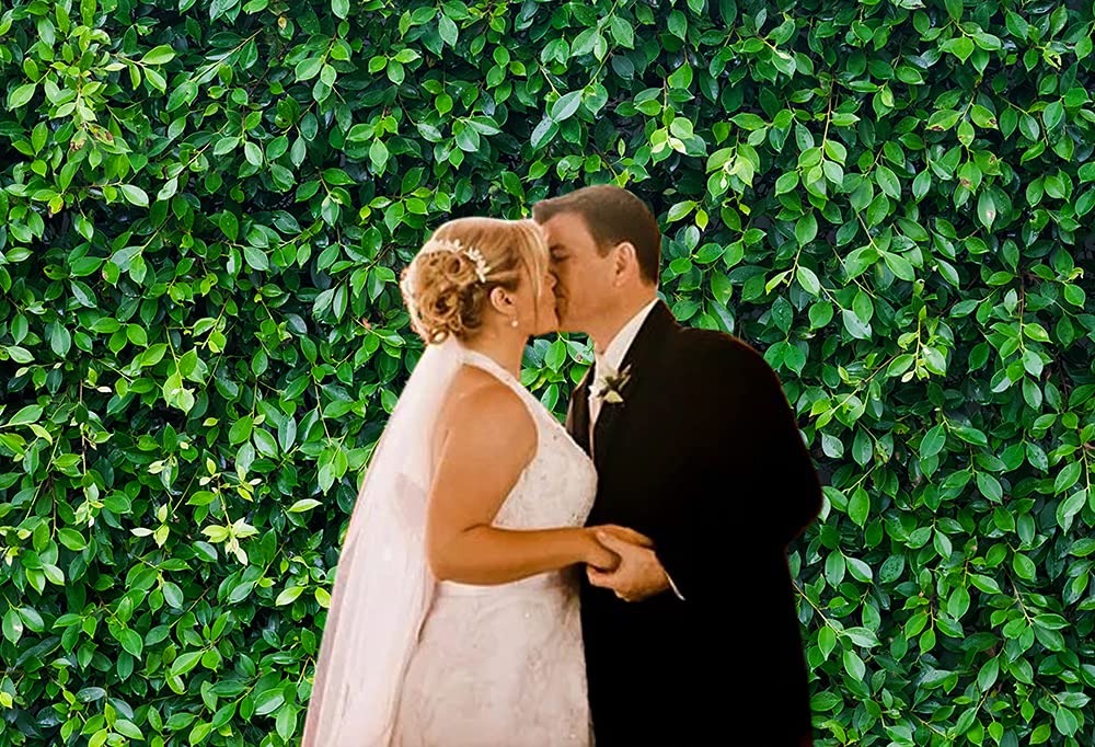 HUAYI 8x6ft Green Grass Leaves Fence Backdrop - Premium Vinyl Photo Booth Background for Birthday, Baby Shower, Wedding & Bridal Shower Decorations - Durable Stretch-Resistant Material (FW-2101) - Perfect for Indoor/Outdoor Party Decor, Photography Studio & Event Backdrops