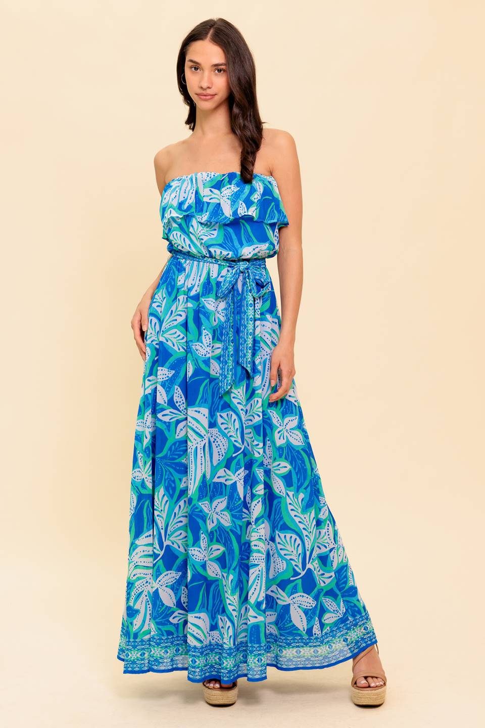 BEACH ROMANCE MAXI DRESS - Blue Green Flowy Summer Dress for Women | Perfect for Beach Vacations, Pool Parties & Boho Outdoor Weddings