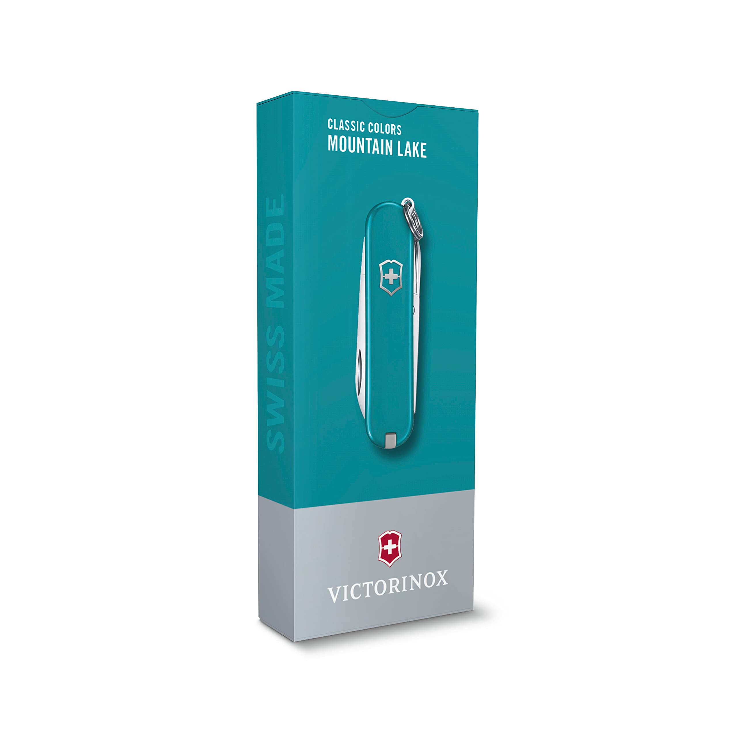Victorinox Classic SD Swiss Army Knife - 7-in-1 Multi-Tool with Small Blade, Screwdriver & Key Ring | Compact Swiss Made Pocket Knife in Mountain Lake Blue | Perfect for Camping, Hiking, Everyday Carry & Outdoor Adventures