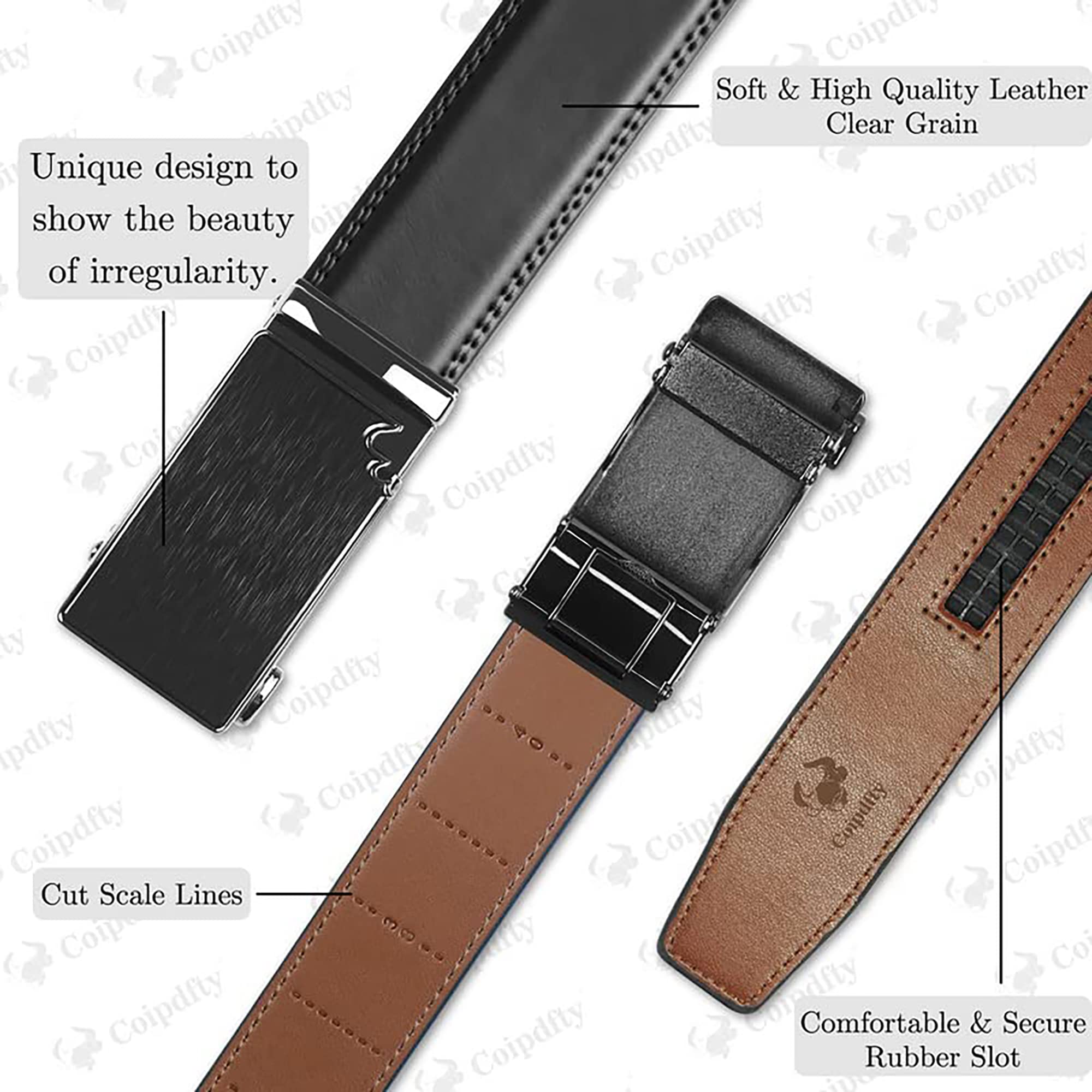 Premium Men's Leather Ratchet Dress Belts - Adjustable & Stylish for Jeans & Business Casual | Perfect for Office, Wedding & Everyday Wear