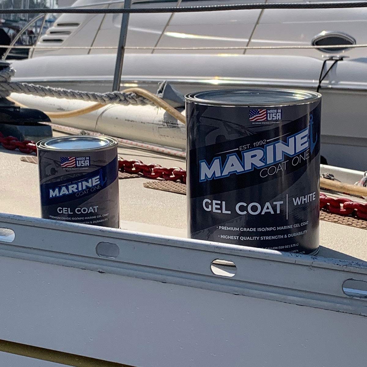 Premium Marine Gelcoat - MarineCoat One (Black, Wax-Free, 1 Gallon) | High-Gloss Boat Hull Repair & Protection for Fiberglass, Yachts & Marine Surfaces