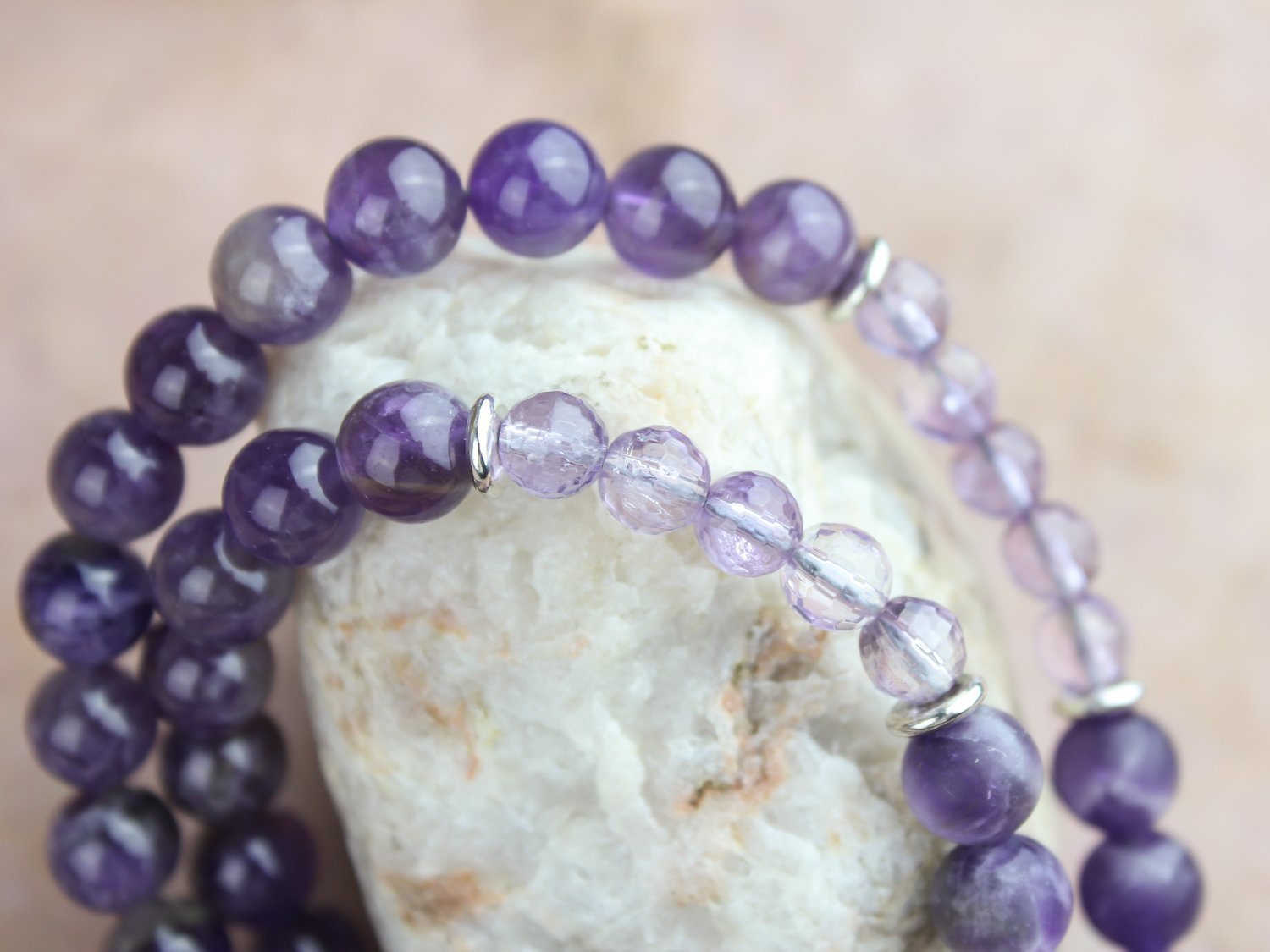 Authentic Amethyst Gemstone Meditation Mala Beads - 108 Prayer Beads for Yoga, Mindfulness & Spiritual Healing | Perfect for Stress Relief, Chakra Balancing & Daily Meditation Practice