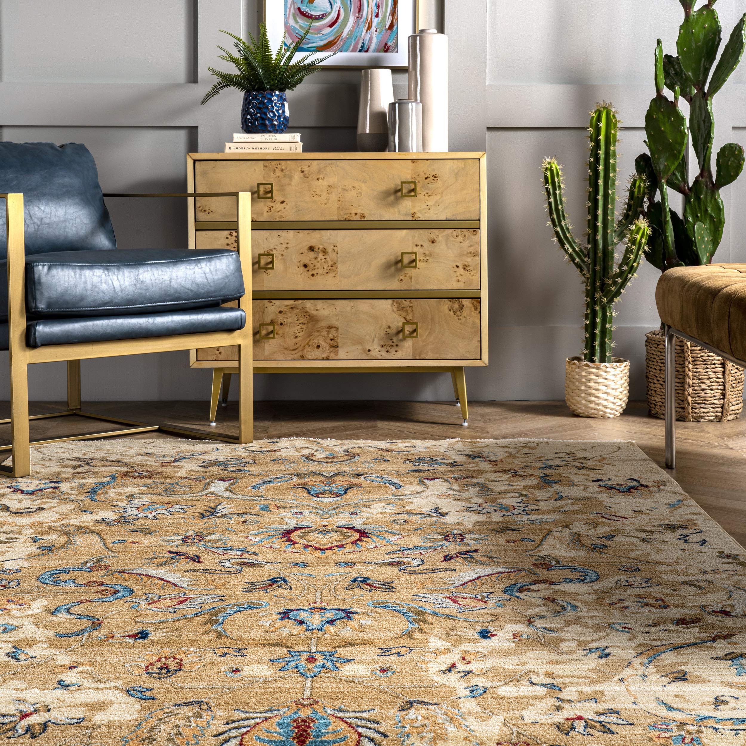 nuLOOM Sebrina Blossom 4x6 Beige Floral Area Rug - Perfect for Living Room, Bedroom & Home Decor