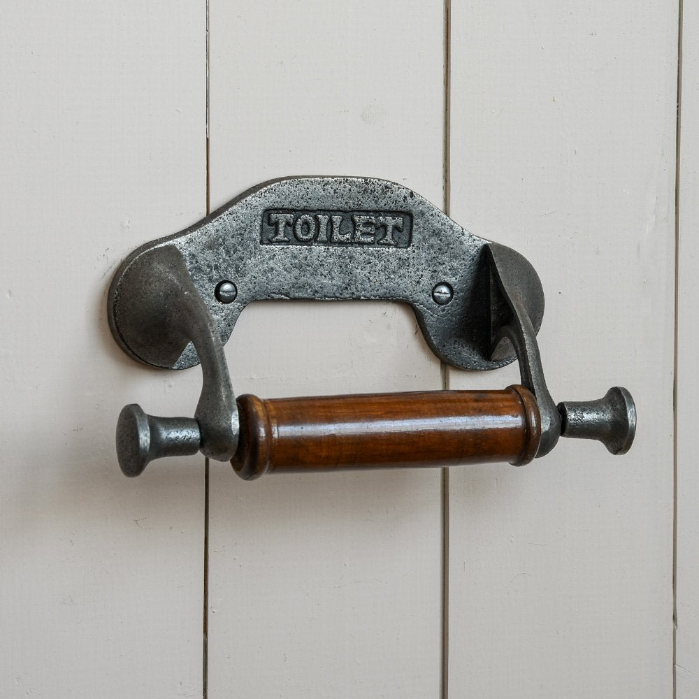 Cast Iron Toilet Paper Holder - Rustic Bathroom Tissue Roll Stand for Home & Commercial Use - Perfect for Restrooms, Powder Rooms & Guest Baths