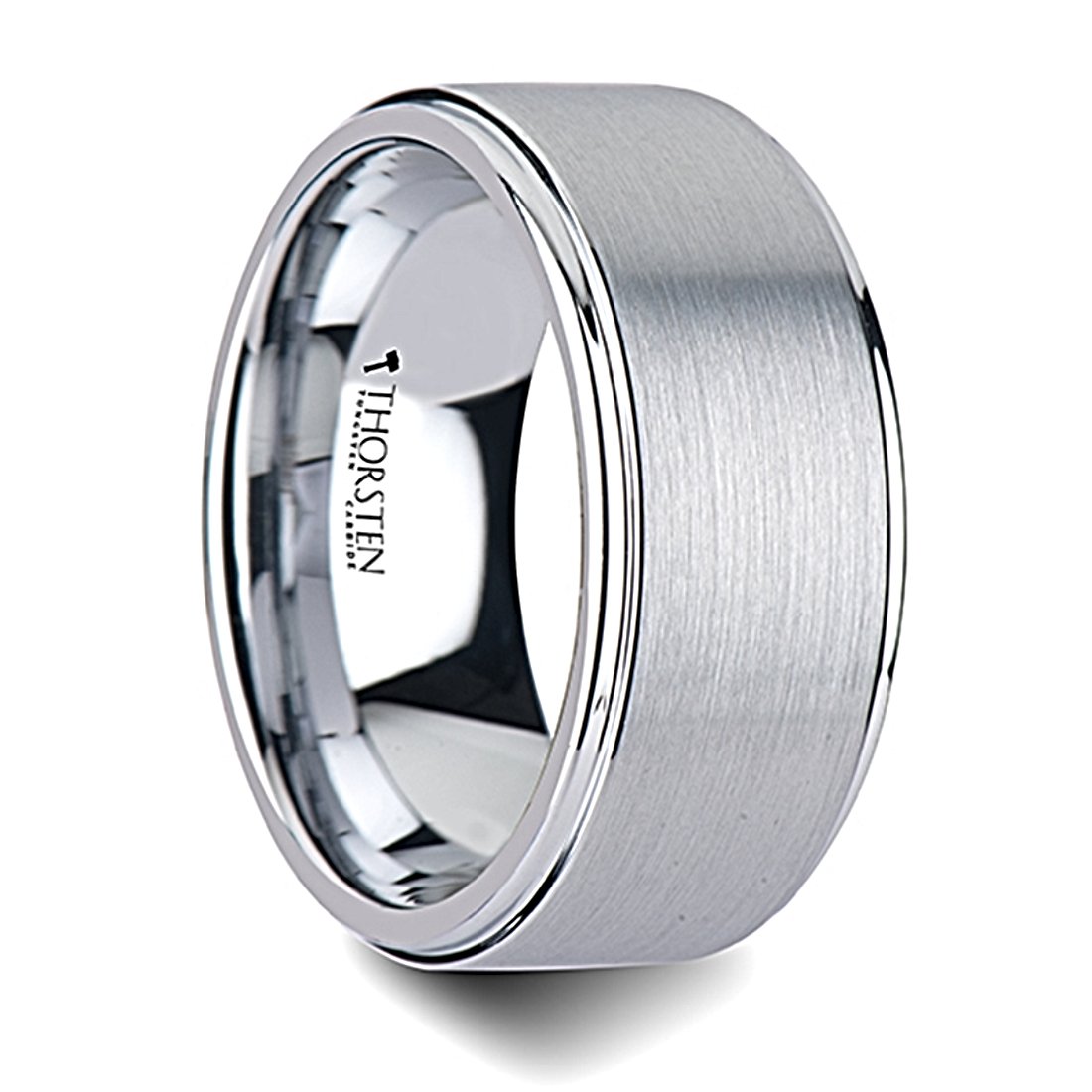 OPTIMUS 10mm Wide Tungsten Wedding Band - Brushed Finish with Polished Edge & Raised Center - Durable & Scratch-Resistant Ring for Men - Perfect for Engagements, Anniversaries, and Everyday Wear