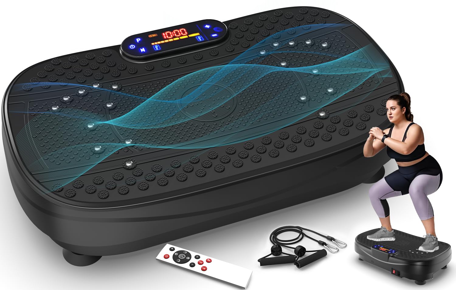 Whole Body Vibration Plate Exercise Machine with Resistance Bands - Adjustable Speed Home Fitness Platform for Weight Loss, Muscle Toning & Recovery | Perfect for Home Gym, Physical Therapy & Senior Workouts