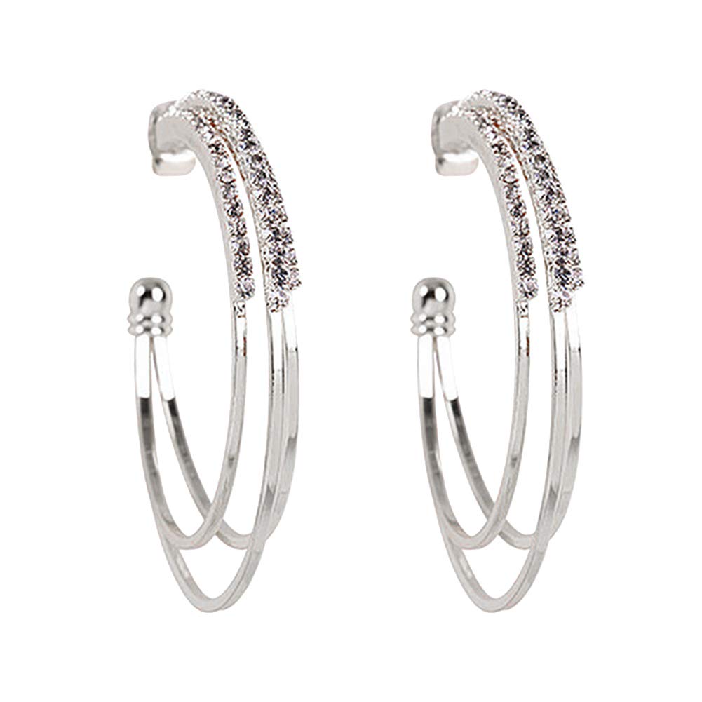 Crystal Pearl Earrings Set for Women - Exquisite Rhinestone Hoop Earrings, Triple Layer Circle Stud Earrings for Girls & Men | Perfect for Parties, Weddings & Everyday Wear