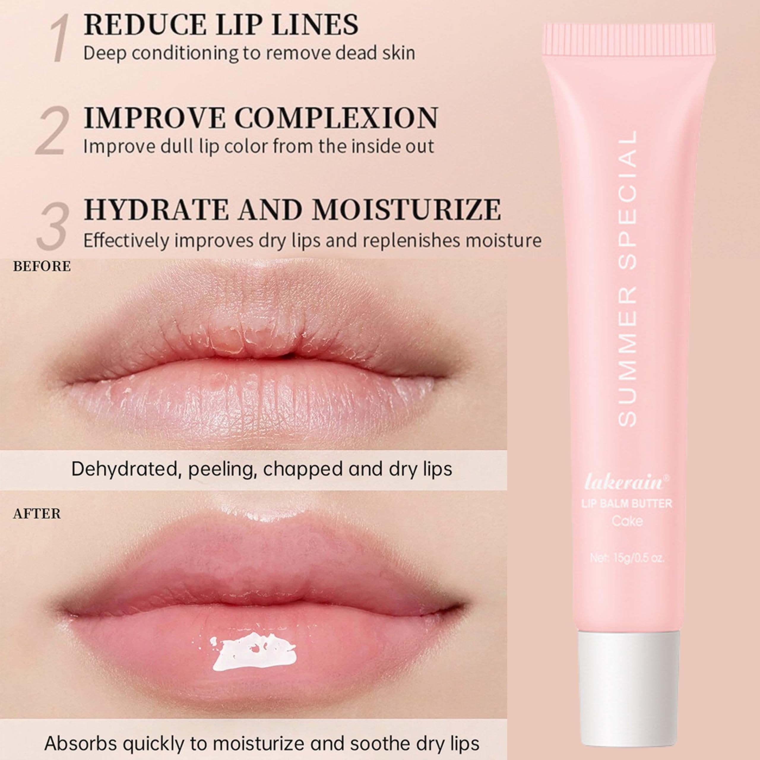 Vanilla Cake Lip Butter Balm - Moisturizing & Conditioning Lip Gloss for Dry, Chapped Lips | Sheer Tinted Lip Mask with Hydration & Shine | 2-Pack Summer Lip Care | Perfect for Daily Use, Night Treatment & Makeup Prep
