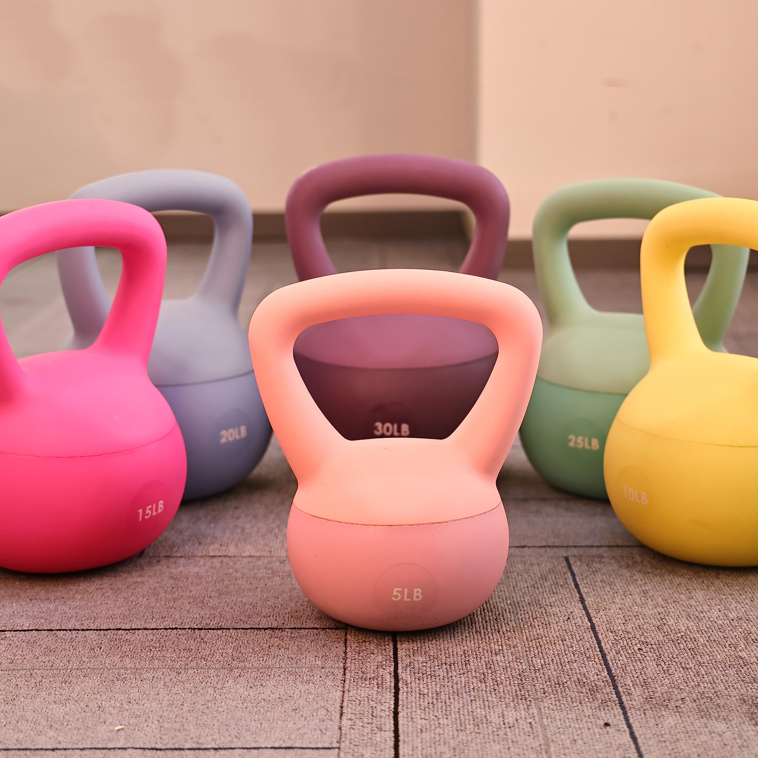 Soft Kettlebells for Women & Men - Color Coded Vinyl Dumbbells with Sea Sand & Iron Fill - 5-25lbs Home Gym Weights for Strength Training, Yoga & CrossFit