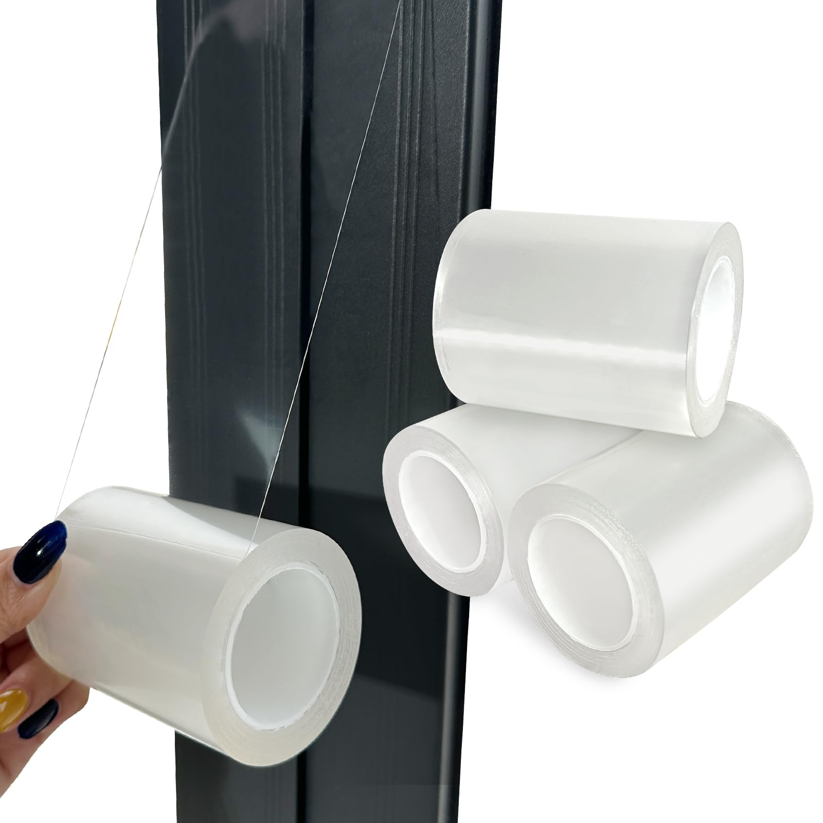 Reusable & Removable 3-Inch Wide Transparent Window Weather Sealing Tape - Waterproof AC Insulation, No Residue, Clear Multipurpose Adhesive - Perfect for Home, Office & RV Window Insulation
