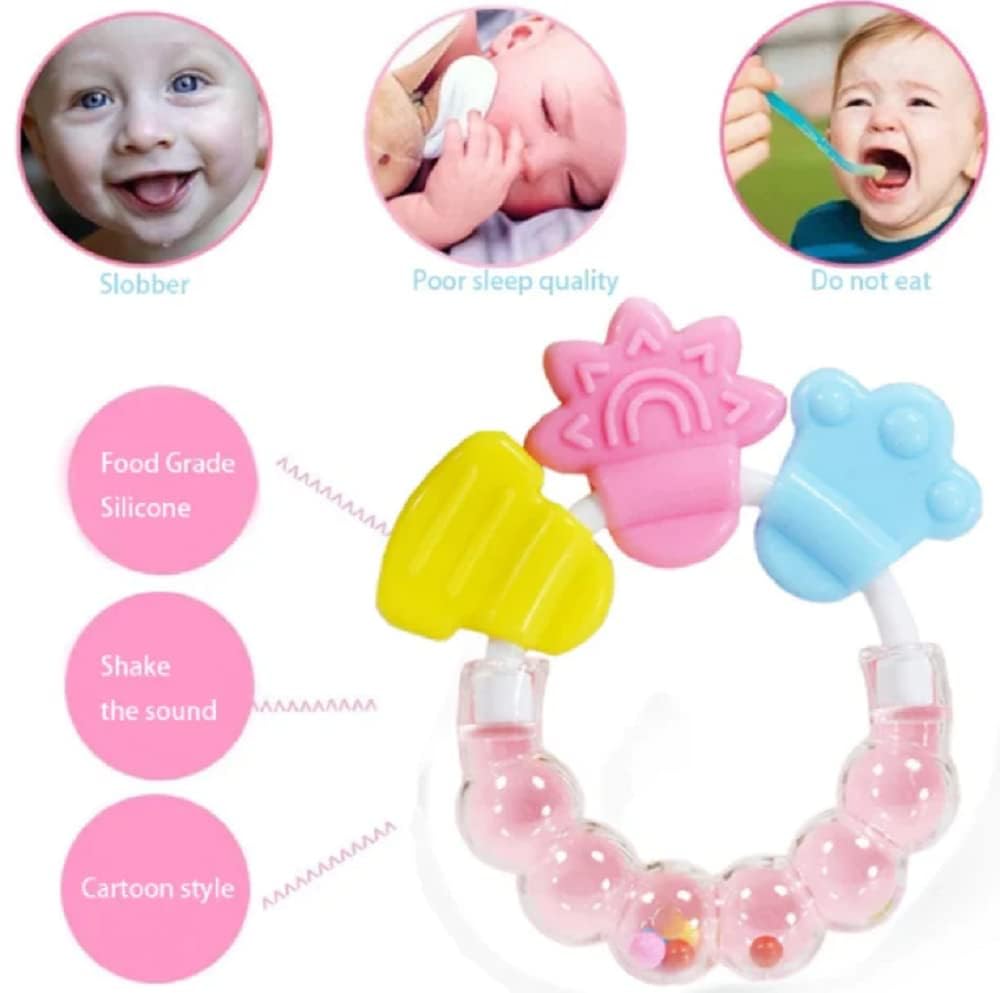 Kritiu Banana Shape Baby Brush & Rattle Teether Set - Soft Silicone Teething Toy for Infants | BPA-Free, Non-Toxic & Easy to Clean | Perfect for Soothing Sore Gums & Sensory Play (Yellow & Pink) | Ideal for Home, Travel & Daycare Use