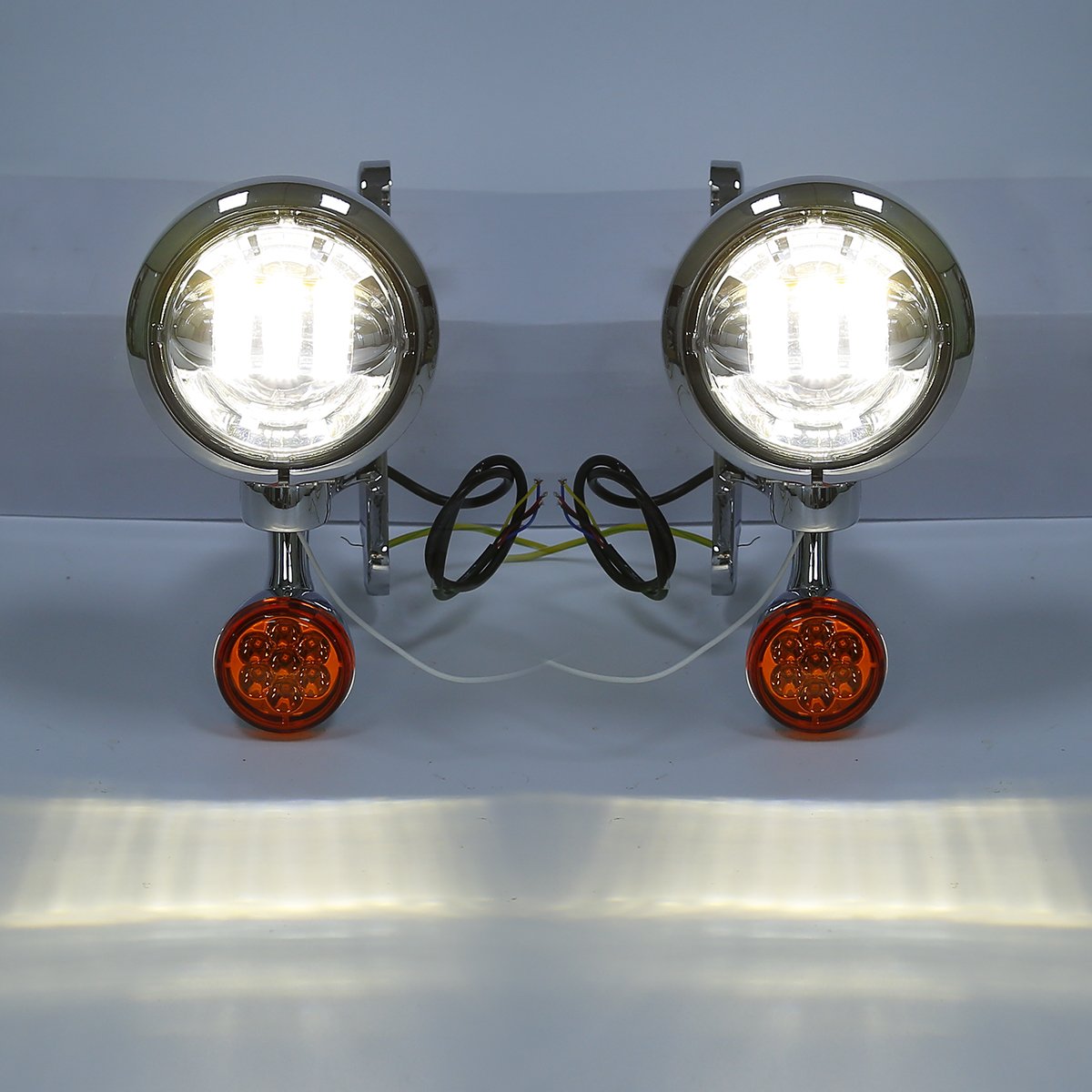 SLMOTO Spot Fog Light Bracket & Turn Signal Kit for Harley Electra Glide 1997-2013 - Durable Motorcycle Accessory for Night Riding & Enhanced Visibility
