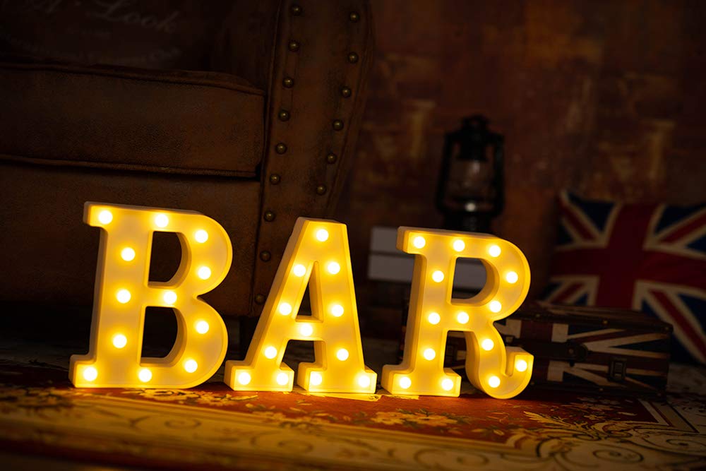 LED Letter Lights - Customizable Battery Powered Light Up Letters for Wedding, Birthday, Party & Home Decor - Perfect for Night Lights, Christmas Decor, Bar Signs & Wall Art (E)