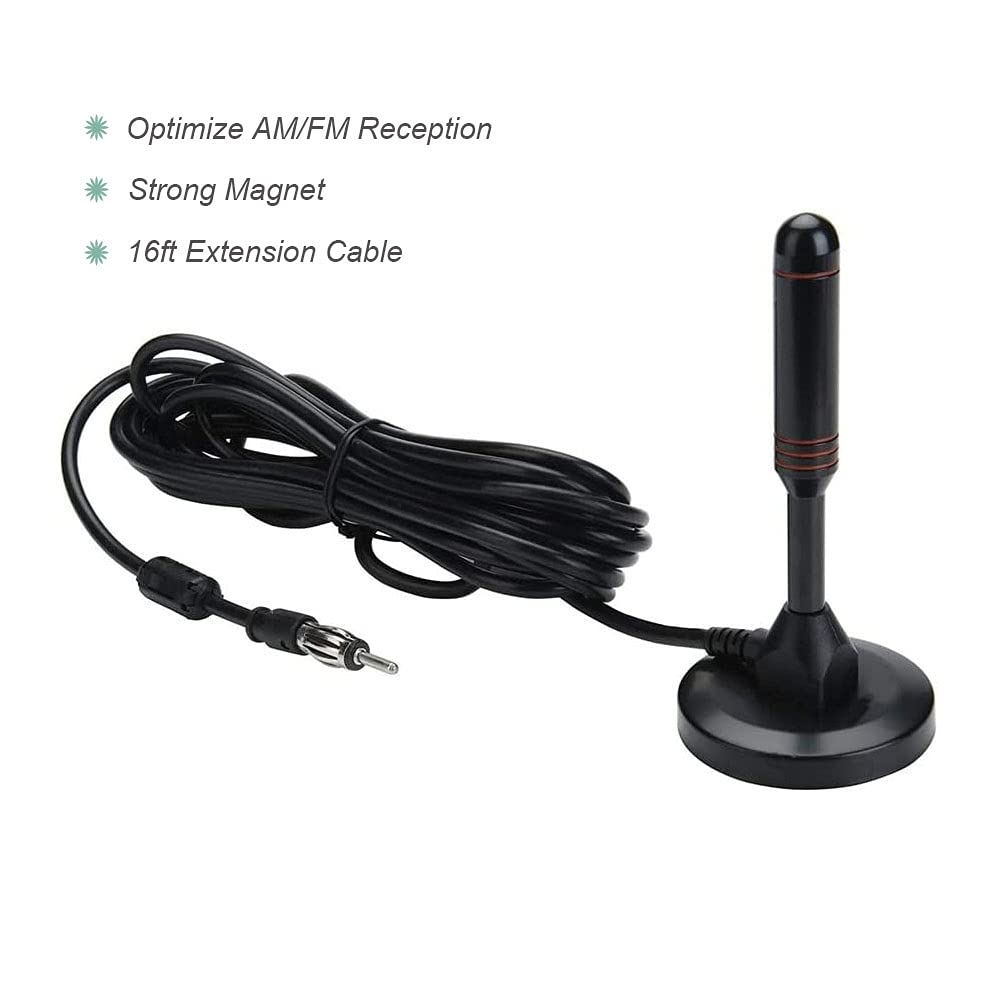 Universal 16ft Magnetic Car Antenna - AM/FM Radio Antenna with Strong Magnetic Base for Vehicles & Home Use | Ideal for Road Trips, Garage, and Outdoor Adventures
