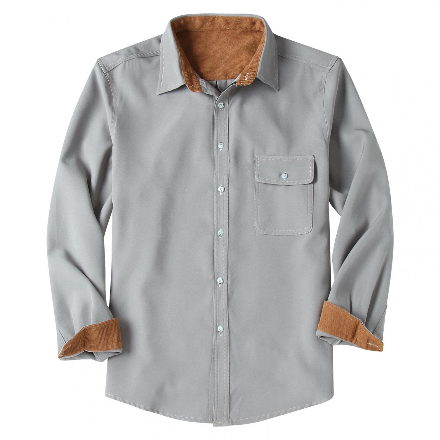 Men's Long Sleeve Lightweight Buck Camp Fleece Shirt - Rugged Button-Up Corduroy Shacket Jacket for Outdoor Work, Hiking & Casual Wear