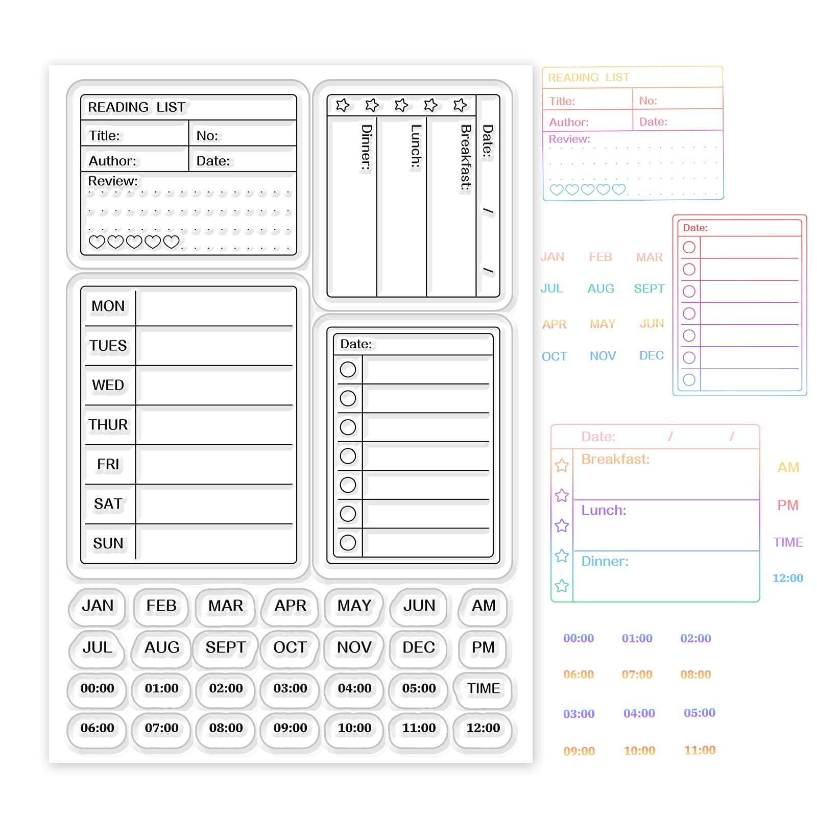 GLOBLELAND Clear Silicone Stamps Set for Calendar, Planner, Date & Time - 6.3x4.3 Inches DIY Scrapbooking, Card Making, Photo Album, Paper Craft - Perfect for Bullet Journaling, Memory Keeping & Handmade Greeting Cards
