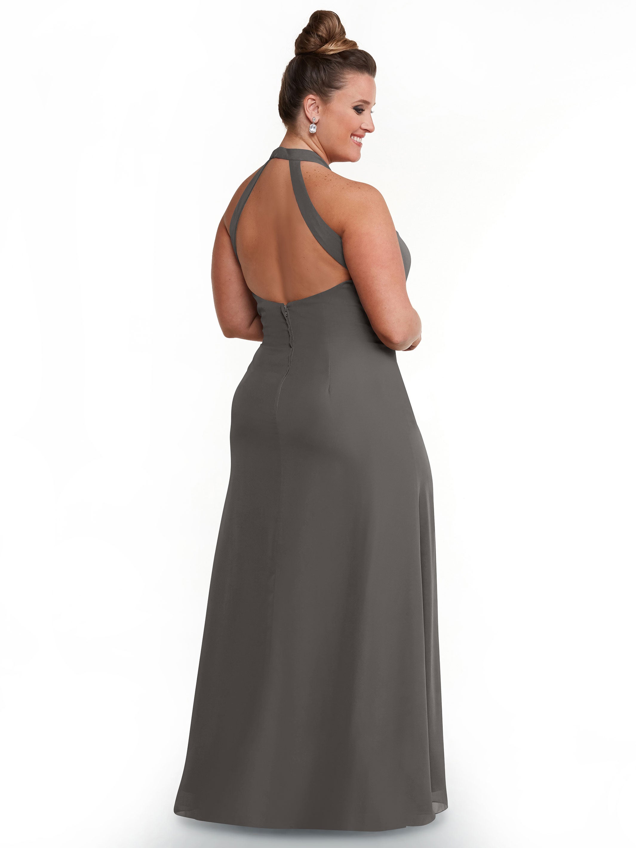 Elegant Chiffon A-Line Bridesmaid Dress with Keyhole Halter Neckline - Perfect for Weddings, Formal Events & Special Occasions