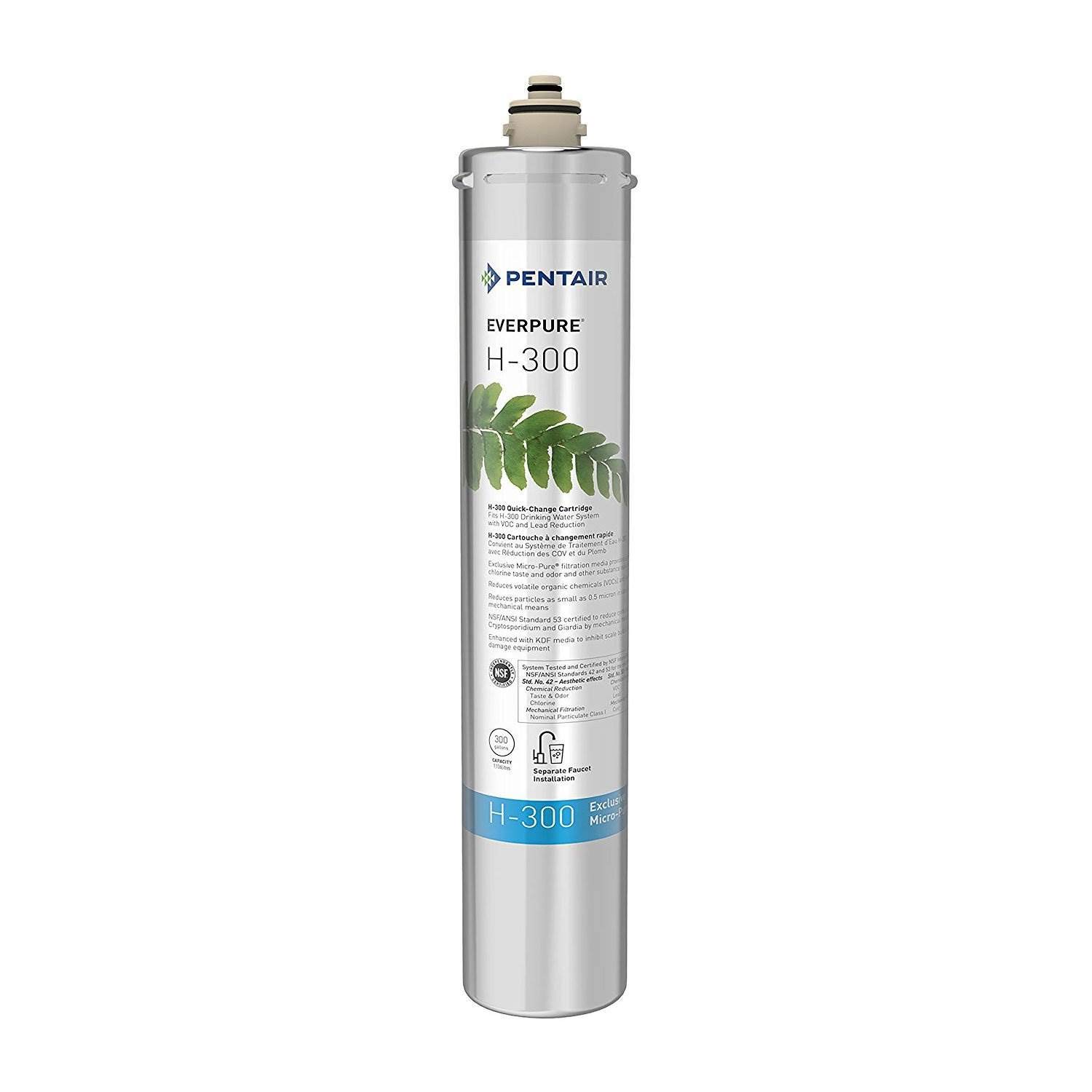 Pentair Everpure H-300 Undersink Water Filter Replacement Cartridge (5 Pack) - Premium Carbon Block Filtration for Clean Drinking Water - Perfect for Home, Office, and RV Use