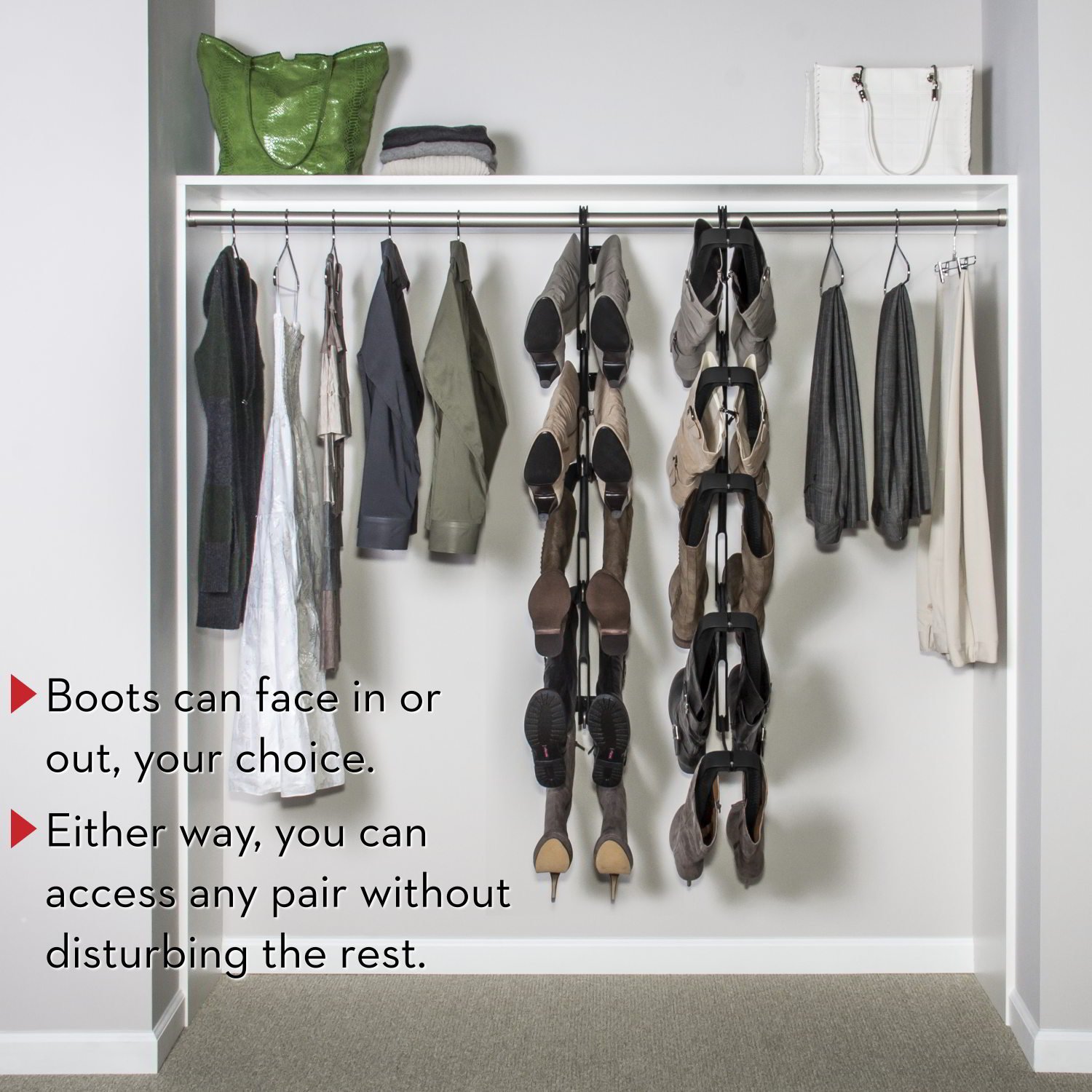 Hanging Boot Storage Organizer – 5-Pair Boot Rack for Closet Organization – Easy to Assemble Durable Boot Shaper & Tree – As Seen on Rachael Ray – Perfect for Boot Lovers & Small Space Storage