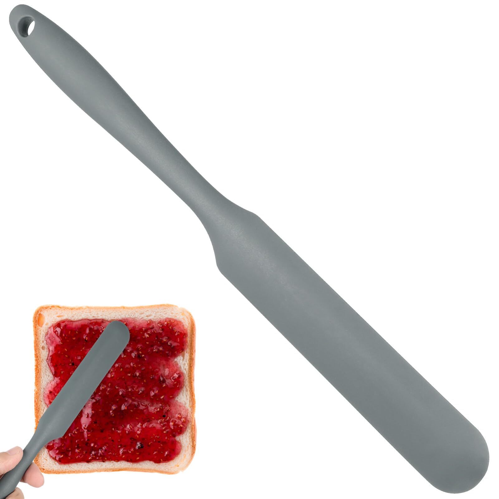 Kichvoe Silicone Baking Spatula - Flexible Non-Stick Mixing Scraper for Sourdough Starter, Cake, Butter & Cream - Grey Kitchen Tool (Perfect for Baking, Cooking & Mixing in Jars)