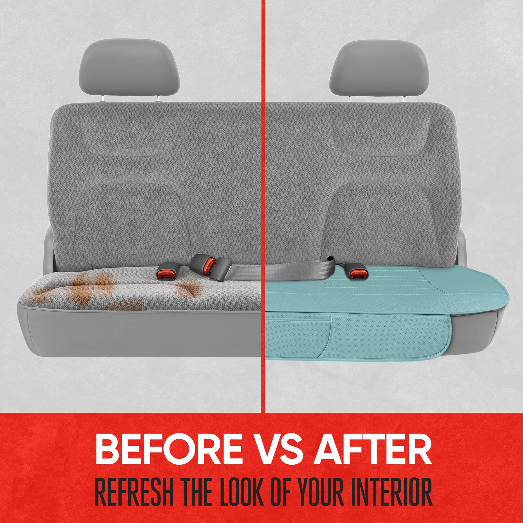 Motor Trend Faux Leather Car Seat Covers for Cars, Trucks & SUVs - Premium Padded Bench Seat Cover with Storage Pockets | Durable Interior Protection for Road Trips & Daily Commutes