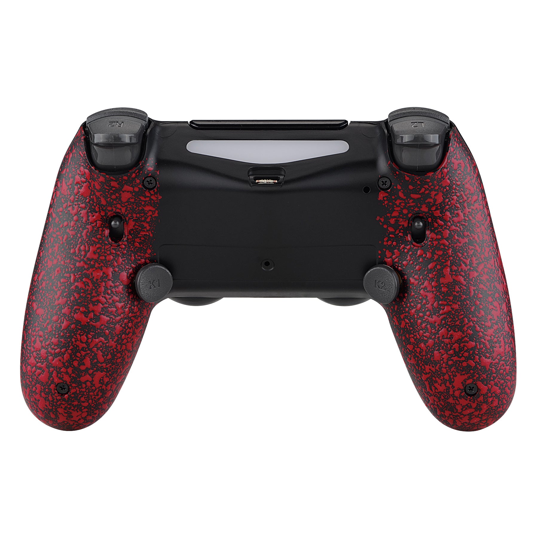 eXtremeRate Textured Red Dawn 2.0 FlashShot Trigger Stop Remap Kit for PS4 Controller CUH-ZCT2 - Includes Back Shell, 2 Programmable Back Buttons & 2 Trigger Locks - Compatible with JDM-040/050/055 Models - Perfect for FPS Gaming & Competitive Play