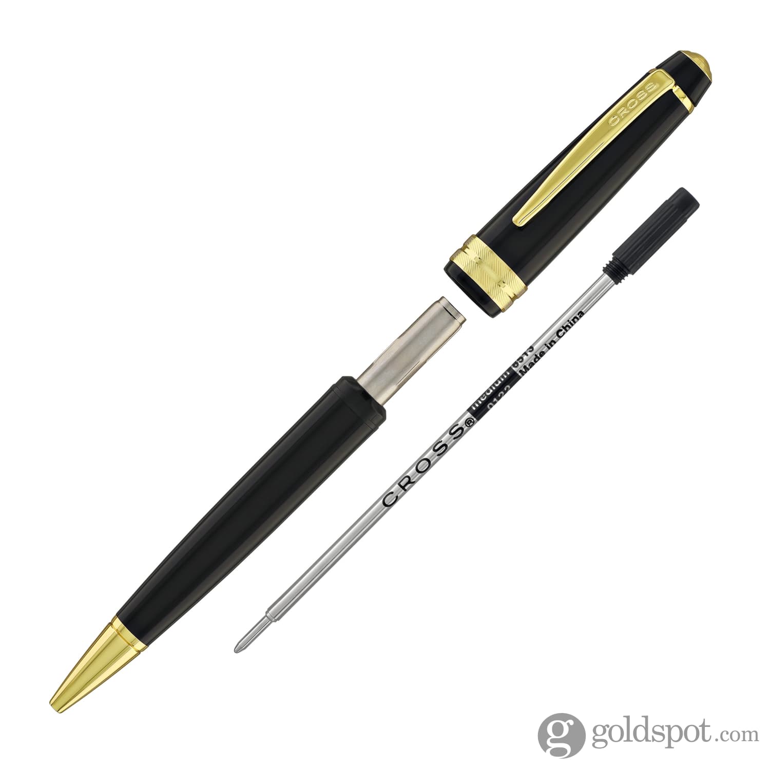 Premium Cross Bailey Light Ballpoint Pen - Glossy Black Resin with Gold Trim for Office, Business & Gift Giving