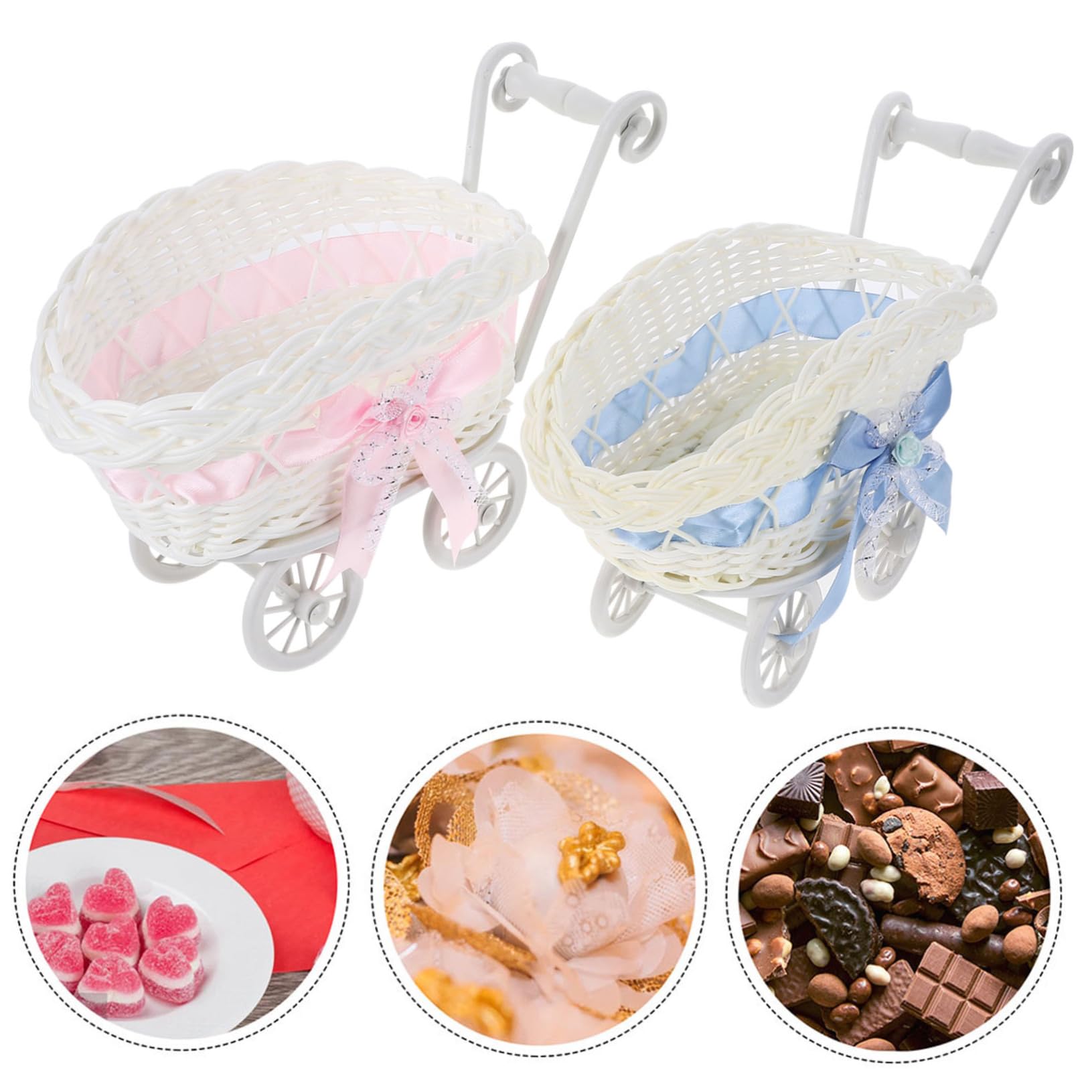 2-Pack COOLHIYA Woven Party Baskets - Decorative Picnic Food Baskets, Shower Gift Baskets & Miniature Toy Storage - Perfect for Outdoor Gatherings, Baby Showers & Home Decor (PP Material)