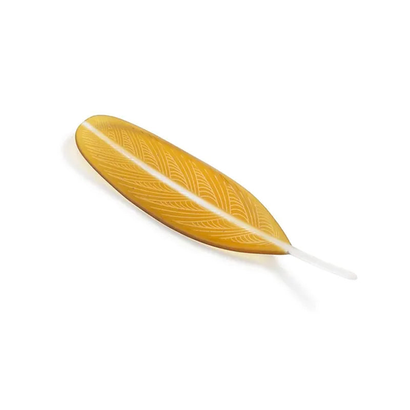 Kahu Design Dark Amber Feather Glass - Handcrafted Art Glass Decor for Home, Office & Gifts | Perfect for Table Centerpiece, Shelf Display & Wedding Decor