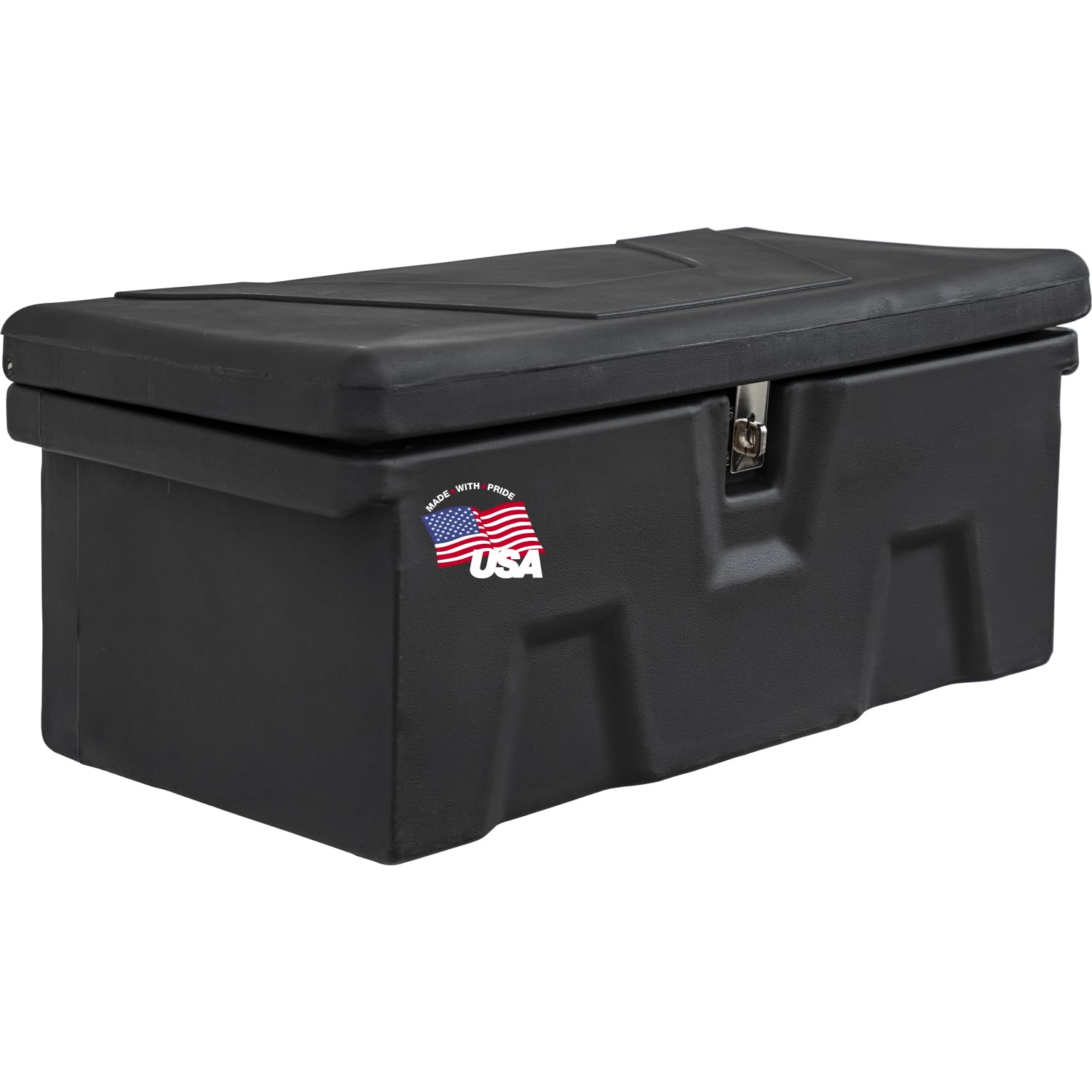 Buyers Products 1712230 Black Poly All-Purpose Storage Chest with Hasp & Stainless Steel Hinge - 2.6 cu ft Lightweight Outdoor Storage Box | Durable, Dent-Resistant, Made in USA | Perfect for Garage, Patio, Garden & Tool Organization
