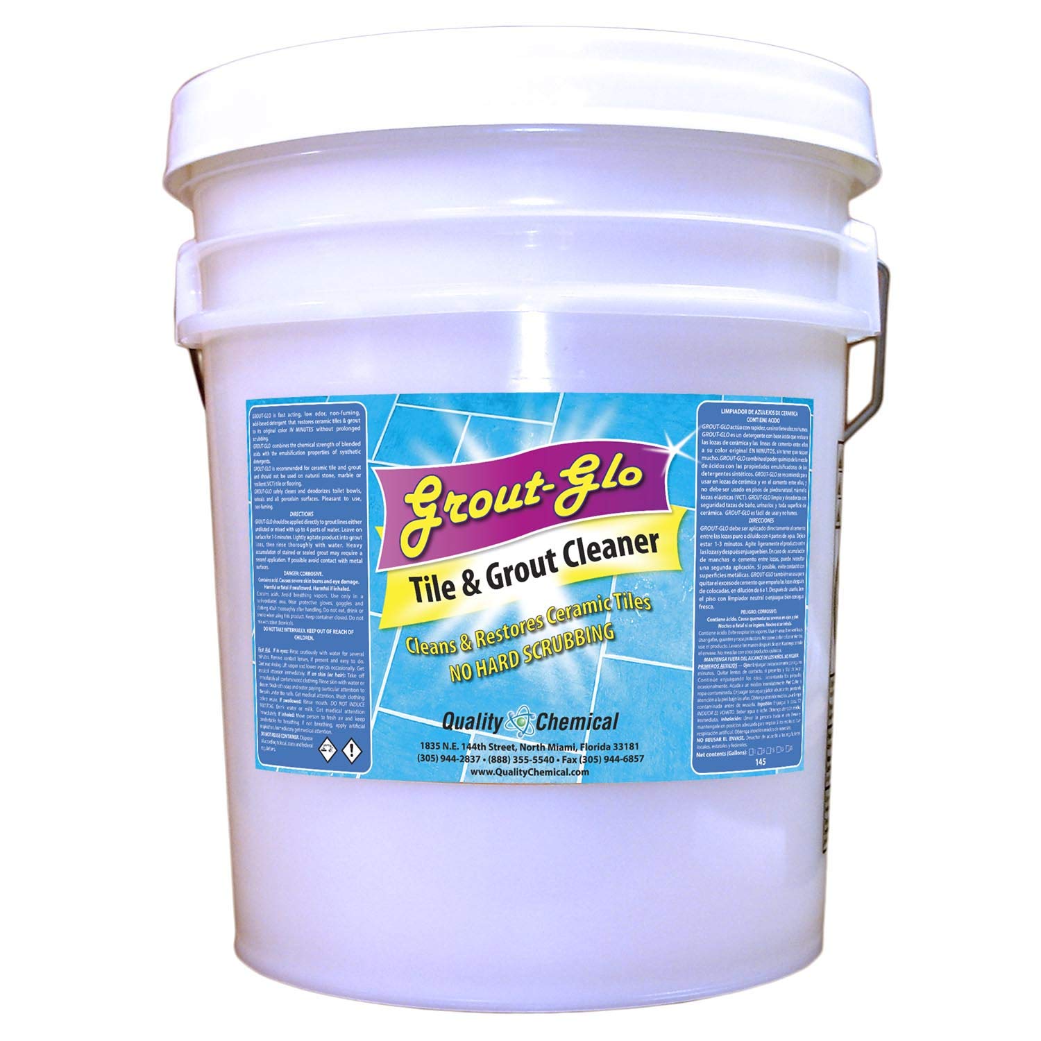 Premium Heavy-Duty Chemical Grout Cleaner - Acid-Based Bathroom Tile & Fixture Cleaner - Removes Rust, Scale & Calcium Deposits - 5 Gallon Pail - Ideal for Commercial Restrooms, Shower Tiles & Kitchen Cleaning
