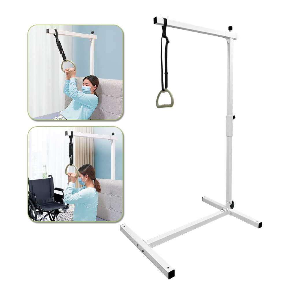 Mybow Bed Trapeze Bar - Adjustable Bed Mobility Aid for Seniors & Elderly, Bedside Pull Up Bar & Transfer Rail, Bariatric Bed Handle for Hospital & Home Use - Ideal for Standing Assistance & Safe Patient Transfer